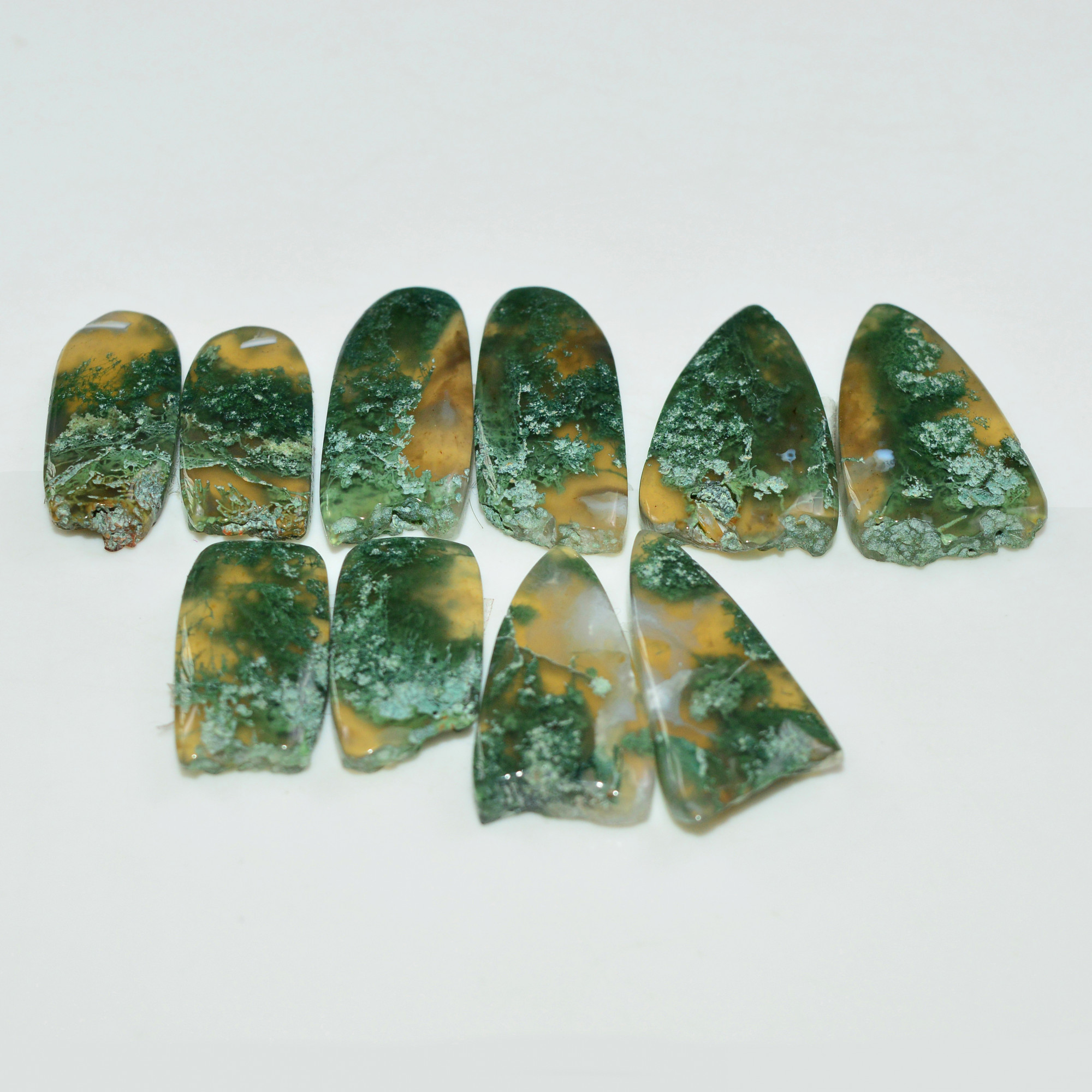 5 Pairs 143 Cts Natural Green Moss Agate Cabochon Gemstone Pairs Lot 25x14 19x9mm 19562