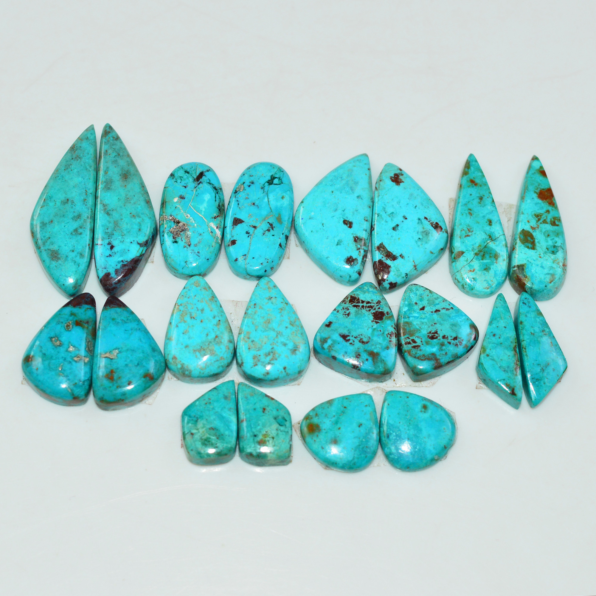 10 Pair 79 Cts Natural Chysocolla Cabochon Pair Loose Gemstone Wholesale Lot For Jewelry Making 23x9 12x12mm 19580