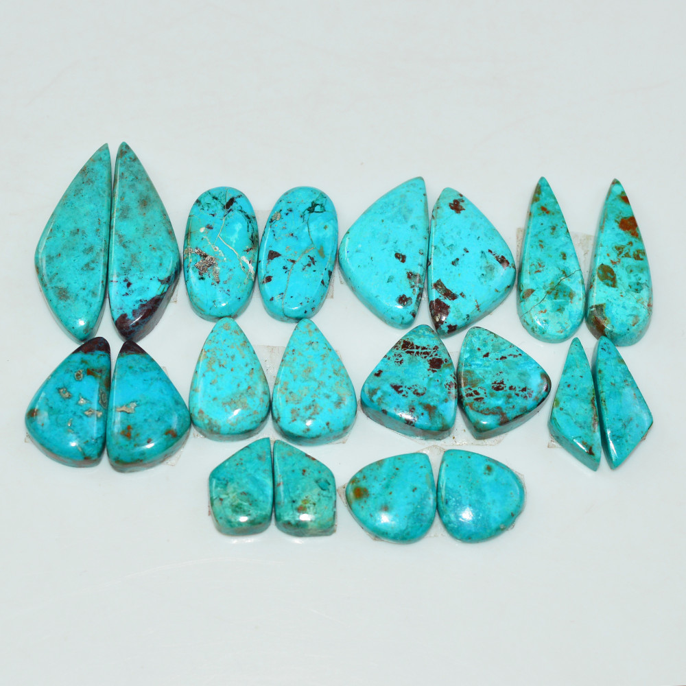Image of 10 Pair 79 Cts Natural Chysocolla Cabochon Pair Loose Gemstone Wholesale Lot For Jewelry Making 23x9 12x12mm #19580