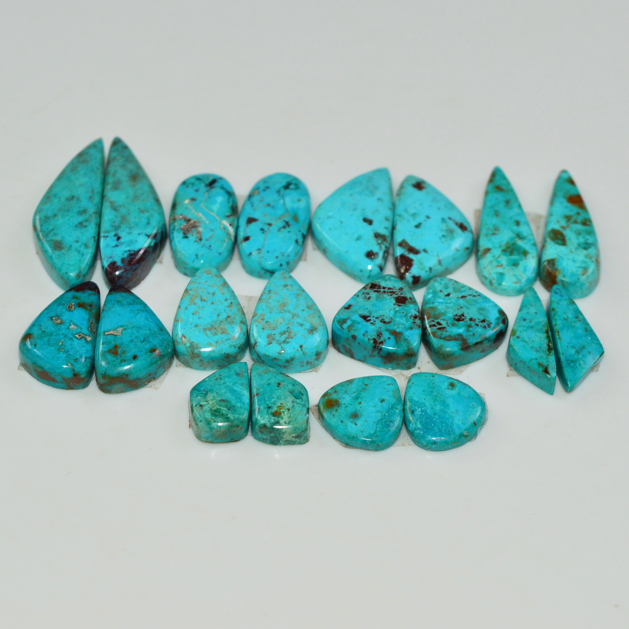 10 Pair 79 Cts Natural Chysocolla Cabochon Pair Loose Gemstone Wholesale Lot For Jewelry Making 23x9 12x12mm 19580