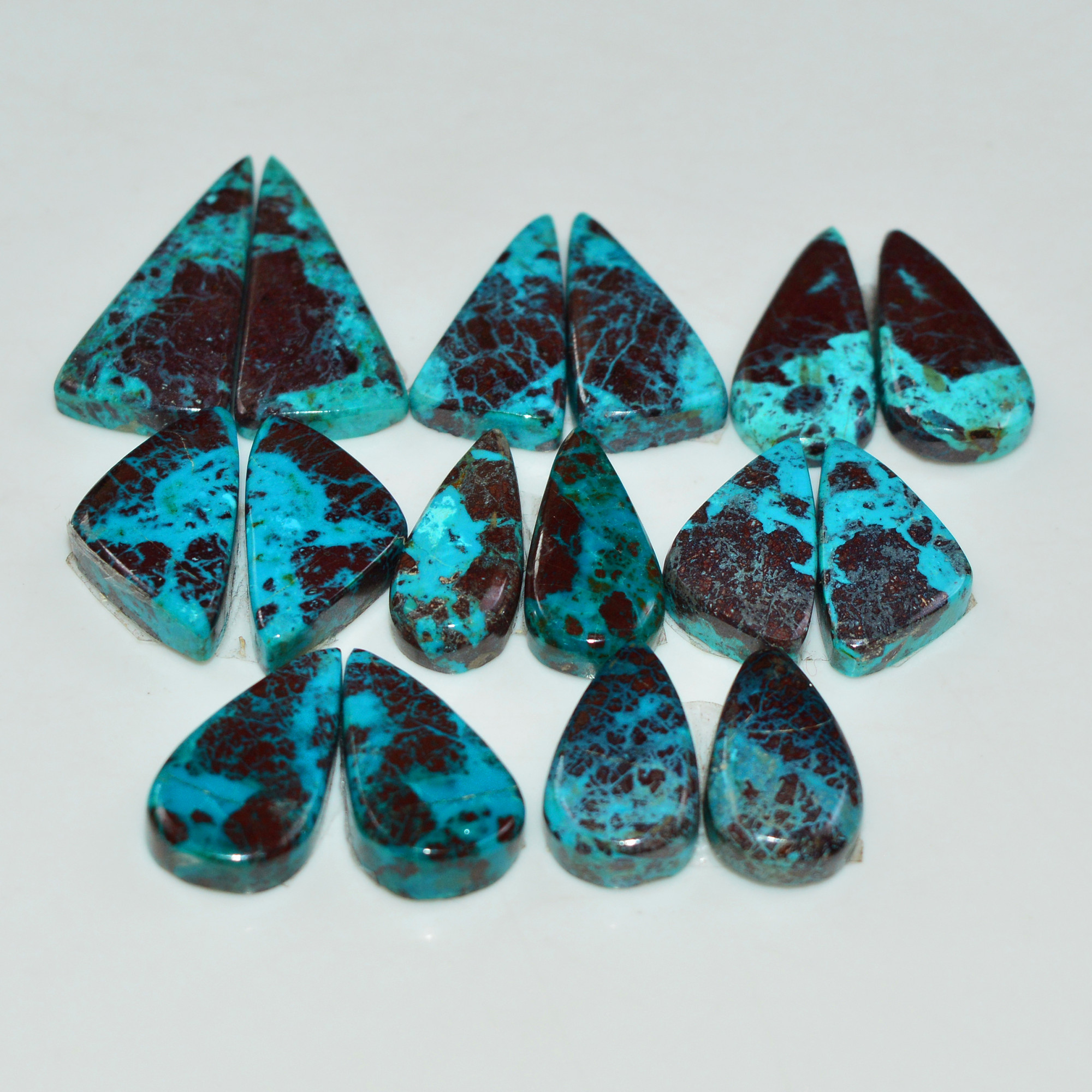 8 Pair 89 Cts Natural Chysocolla Cabochon Pair Loose Gemstone Wholesale Lot For Jewelry Making 22x9 12x6mm 19581