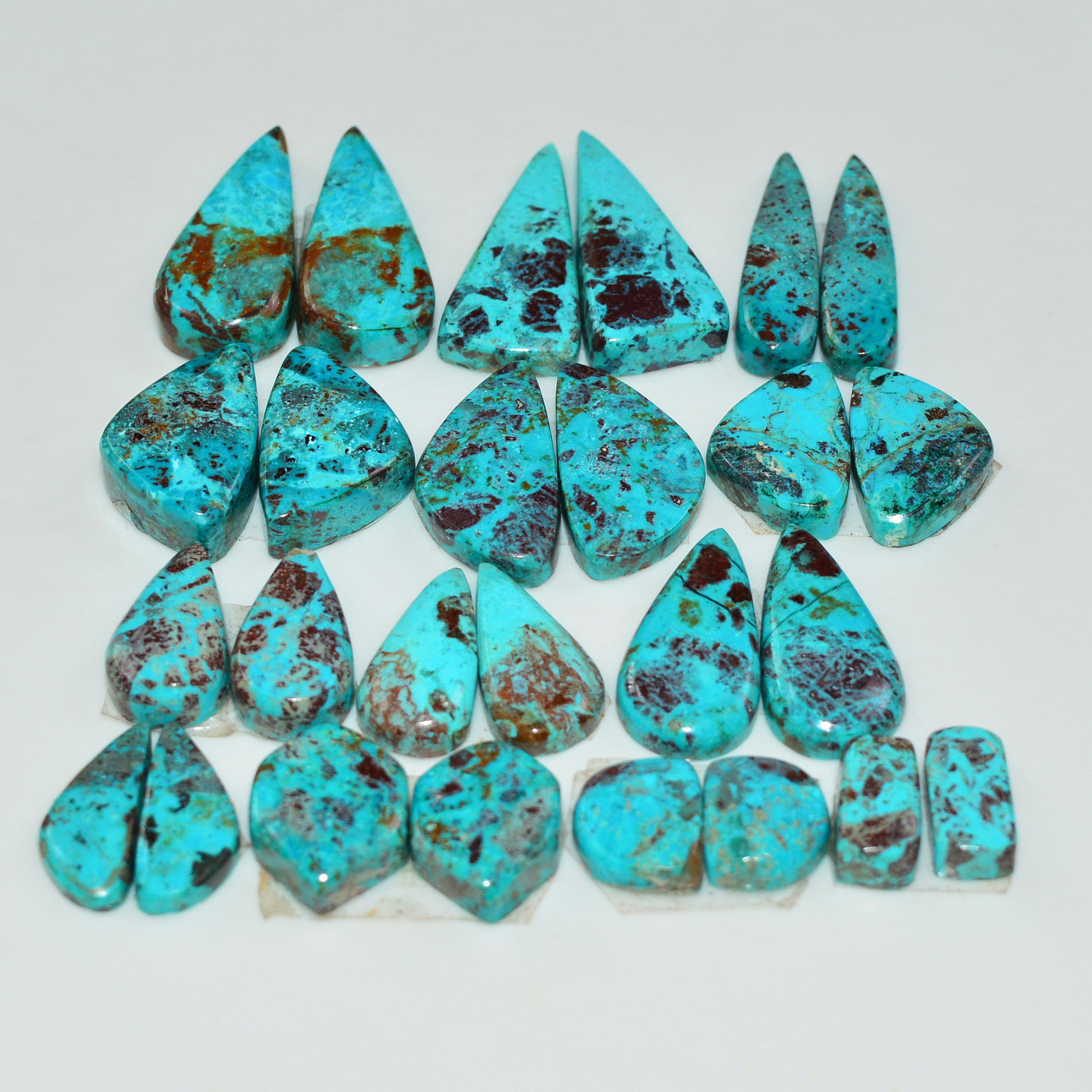 13 Pair 113 Cts Natural Chysocolla Cabochon Pair Loose Gemstone Wholesale Lot For Jewelry Making 20x8 8x2mm 19582