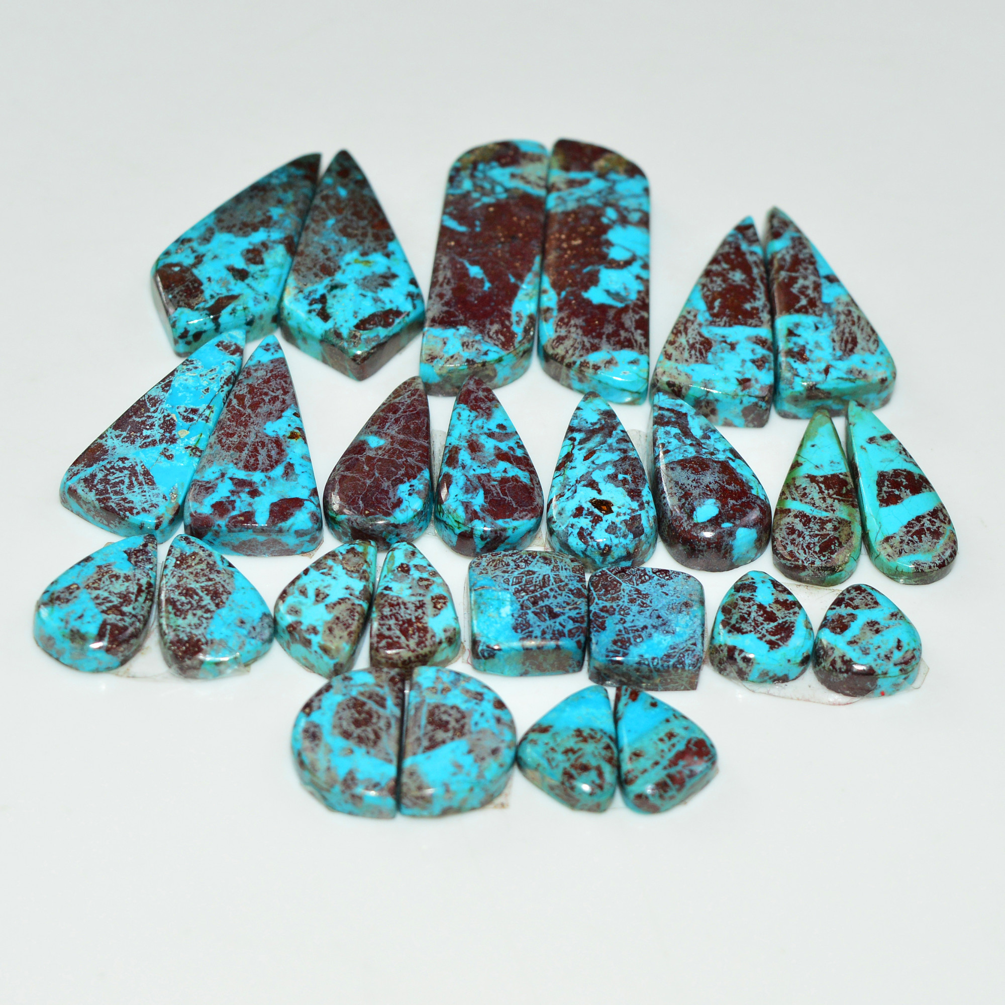 13 Pair 127 Cts Natural Chysocolla Cabochon Pair Loose Gemstone Wholesale Lot For Jewelry Making 28x6 6x5mm 19587