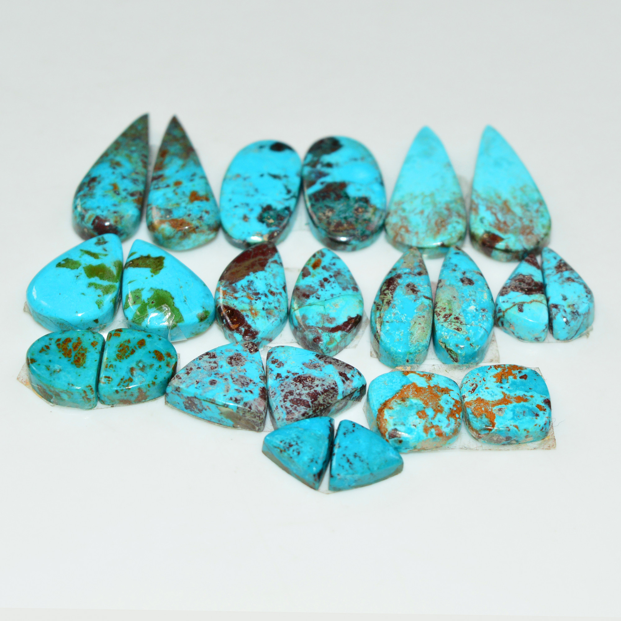 11 Pair 61 Cts Natural Chysocolla Cabochon Pair Loose Gemstone Wholesale Lot For Jewelry Making 28x7 4x5mm 19589