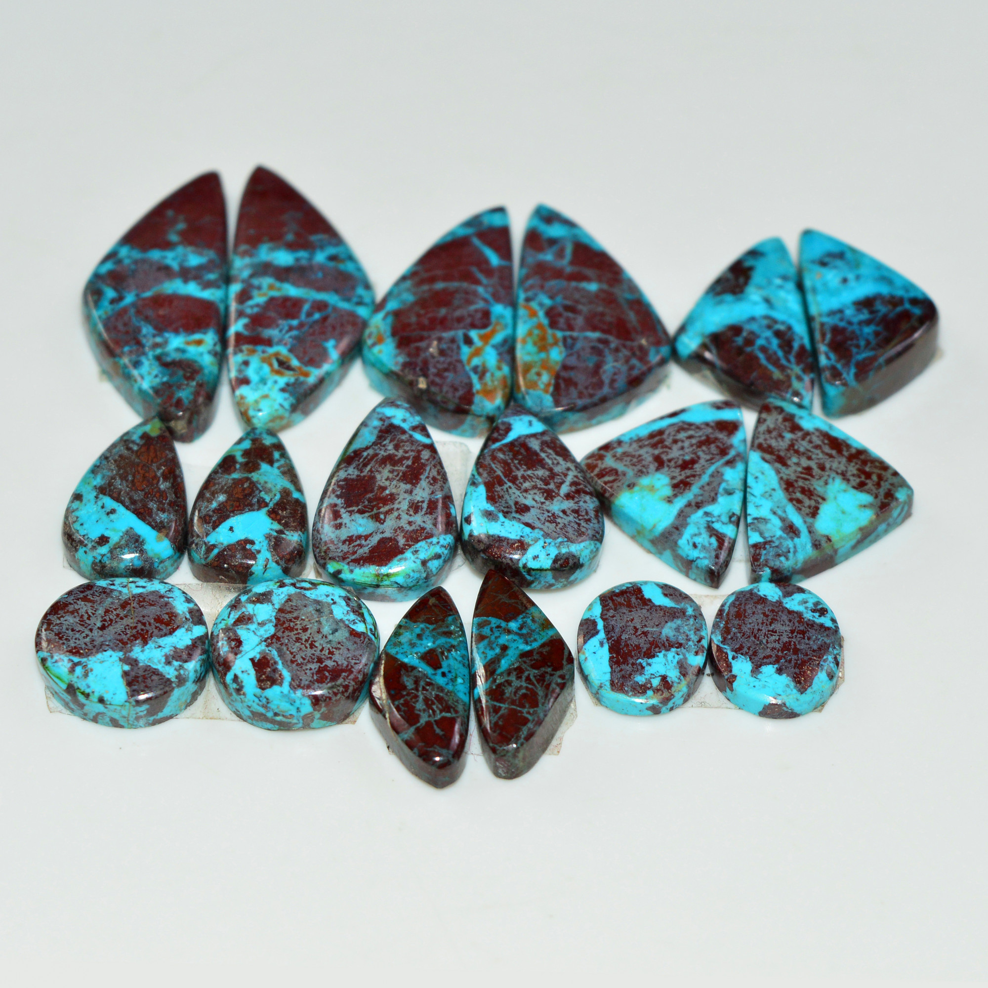 9 Pair 98 Cts Natural Chysocolla Cabochon Pair Loose Gemstone Wholesale Lot For Jewelry Making 25x9 9x7mm 19593
