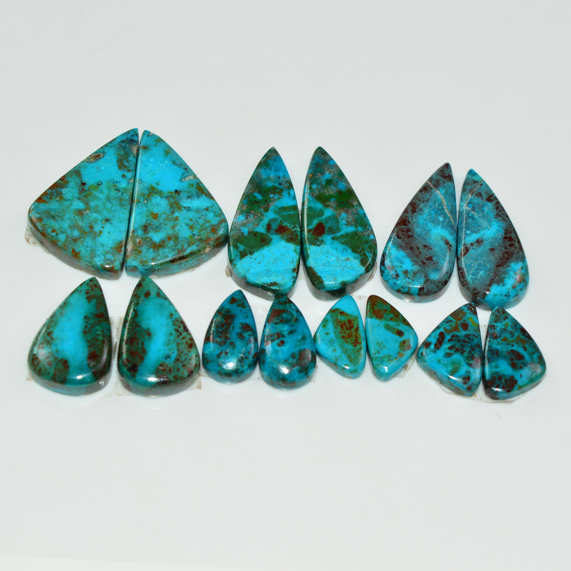 7 Pair 90 Cts Natural Chysocolla Cabochon Pair Loose Gemstone Wholesale Lot For Jewelry Making 20x13 10x4mm 19595