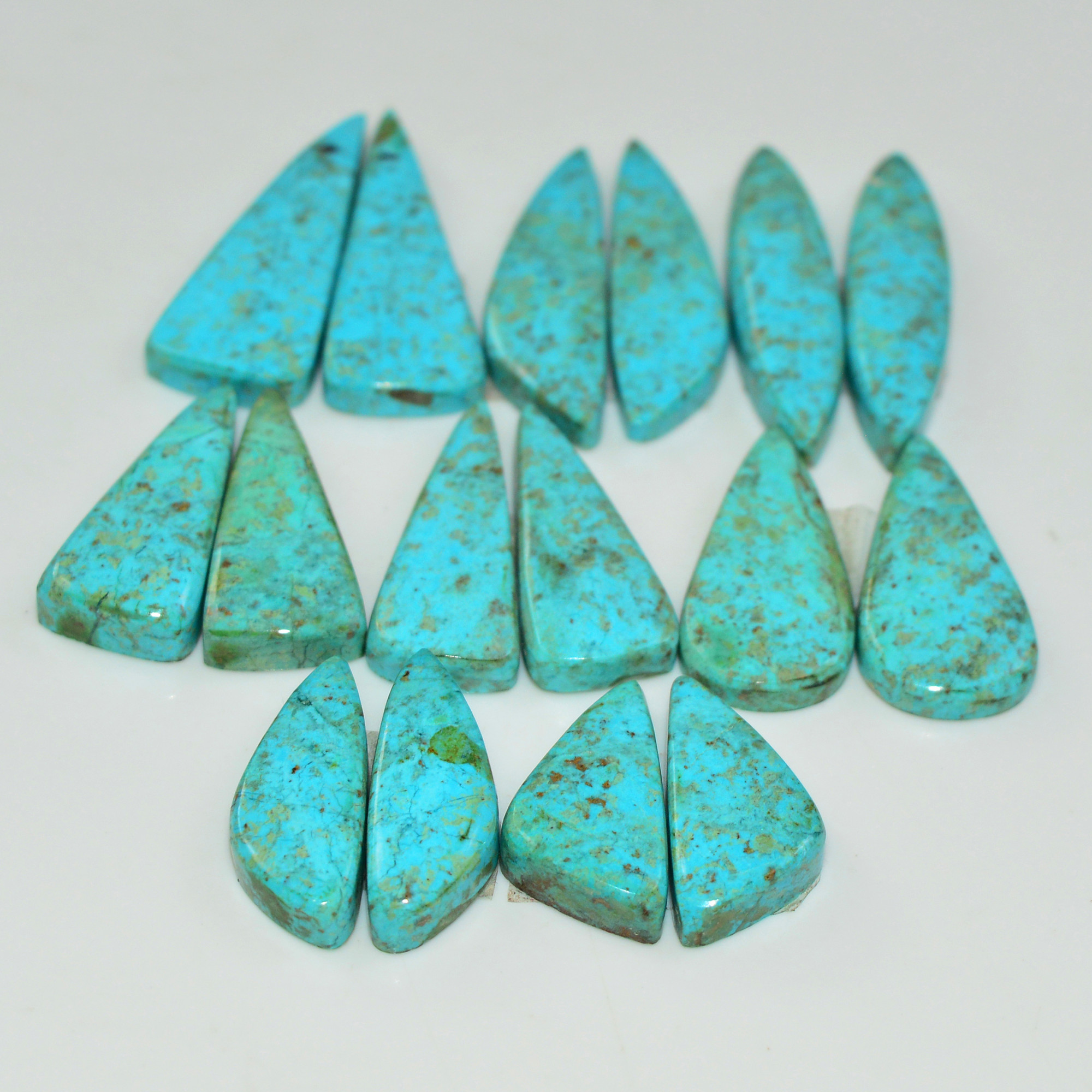 8 Pair 92 Cts Natural Chysocolla Cabochon Pair Loose Gemstone Wholesale Lot For Jewelry Making 26x8 16x8mm 19596