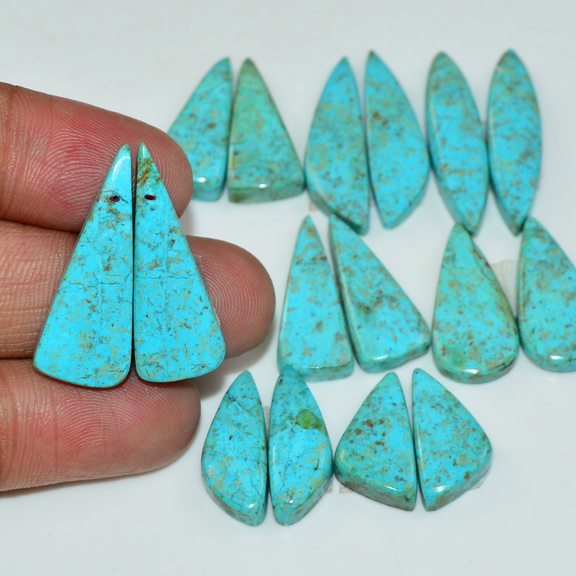 8 Pair 92 Cts Natural Chysocolla Cabochon Pair Loose Gemstone Wholesale Lot For Jewelry Making 26x8 16x8mm 19596