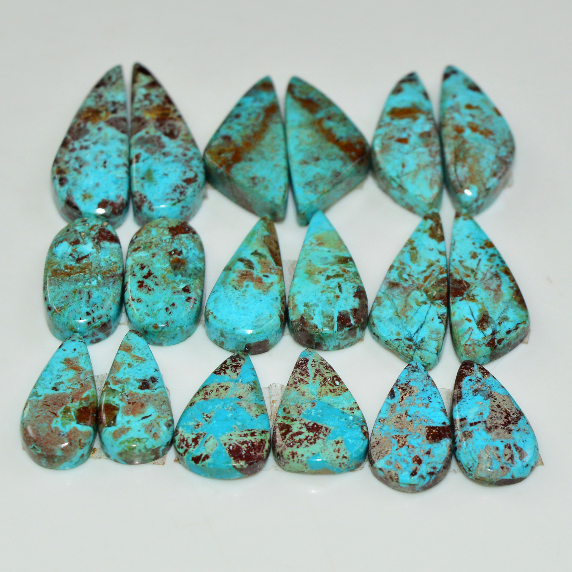 9 Pair 101 Cts Natural Chysocolla Cabochon Pair Loose Gemstone Wholesale Lot For Jewelry Making 25x7 14x6mm 19597