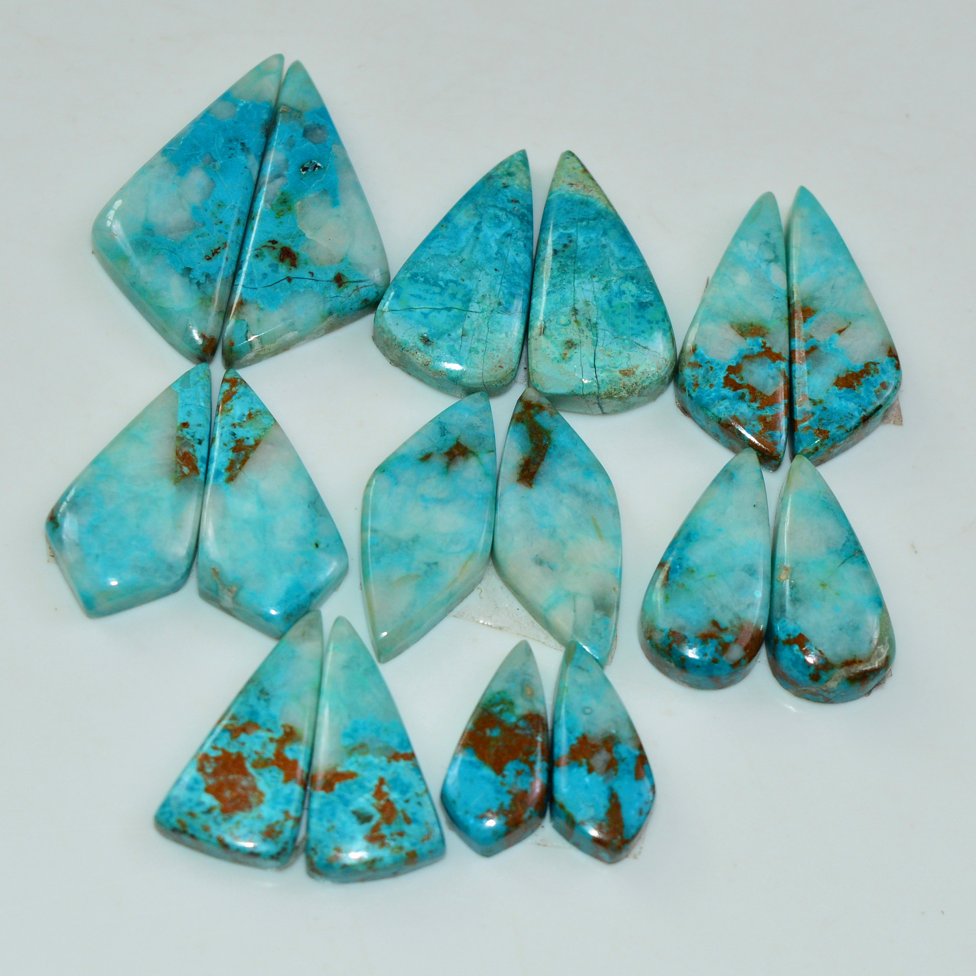 8 Pair 119 Cts Natural Chysocolla Cabochon Pair Loose Gemstone Wholesale Lot For Jewelry Making 25x9 15x5mm 19600