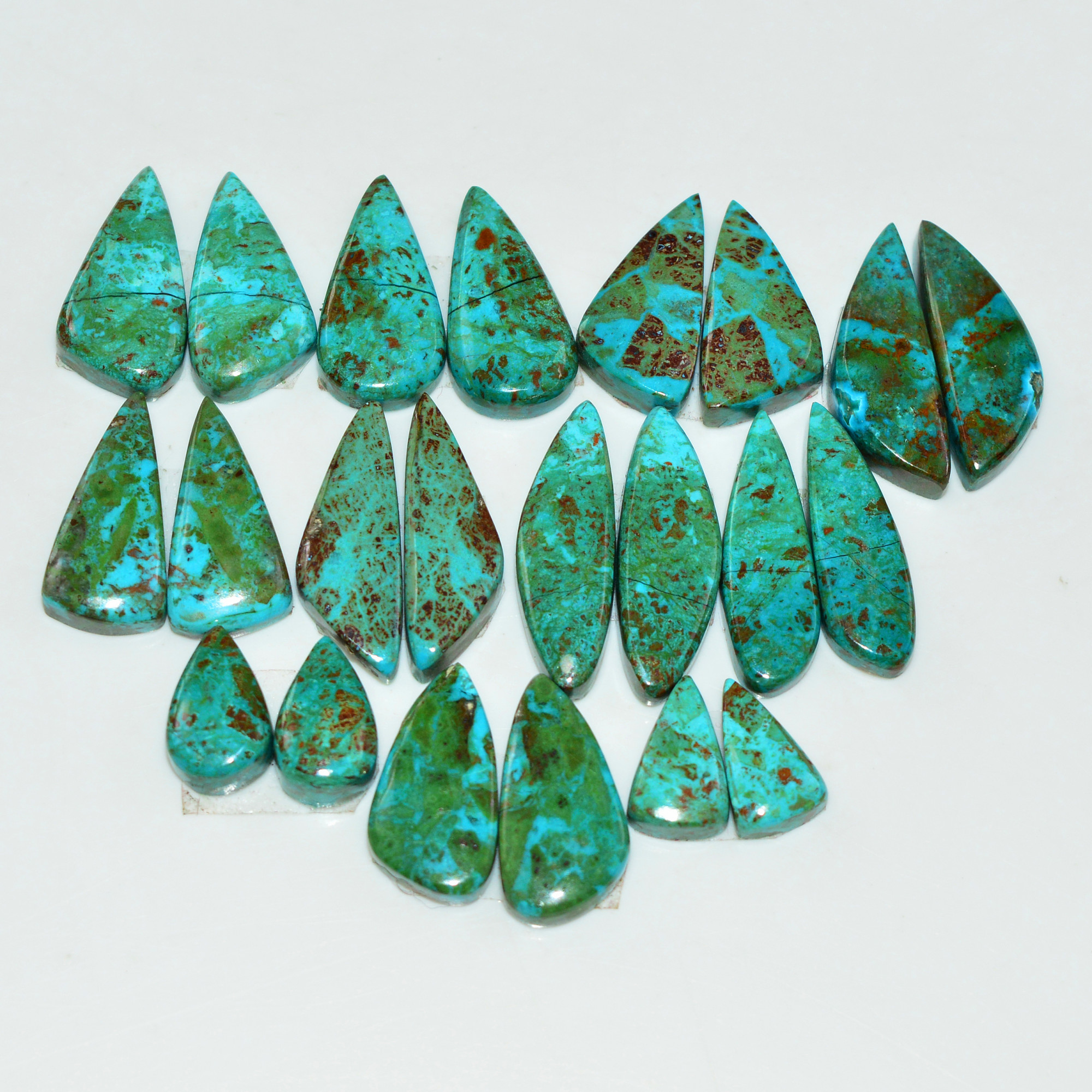 11 Pair 123 Cts Natural Chysocolla Cabochon Pair Loose Gemstone Wholesale Lot For Jewelry Making 22x5 10x5mm 19602