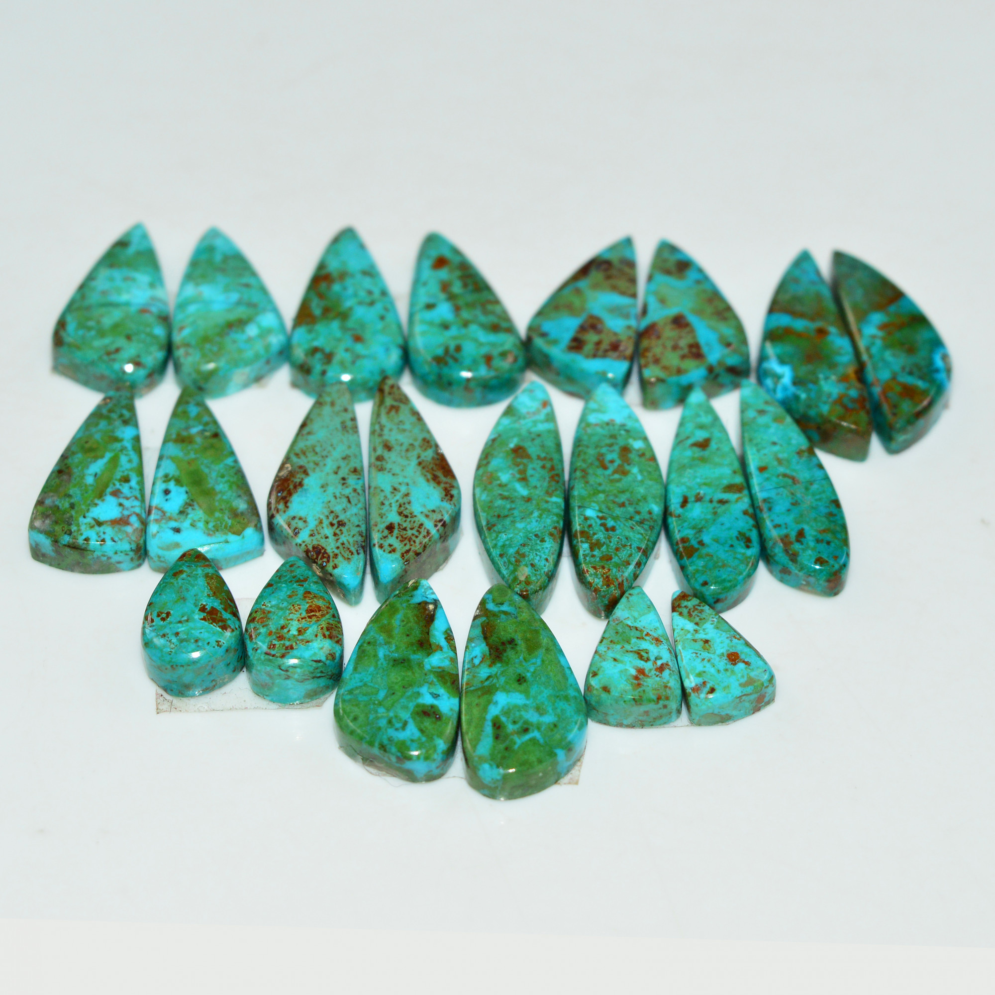 11 Pair 123 Cts Natural Chysocolla Cabochon Pair Loose Gemstone Wholesale Lot For Jewelry Making 22x5 10x5mm 19602