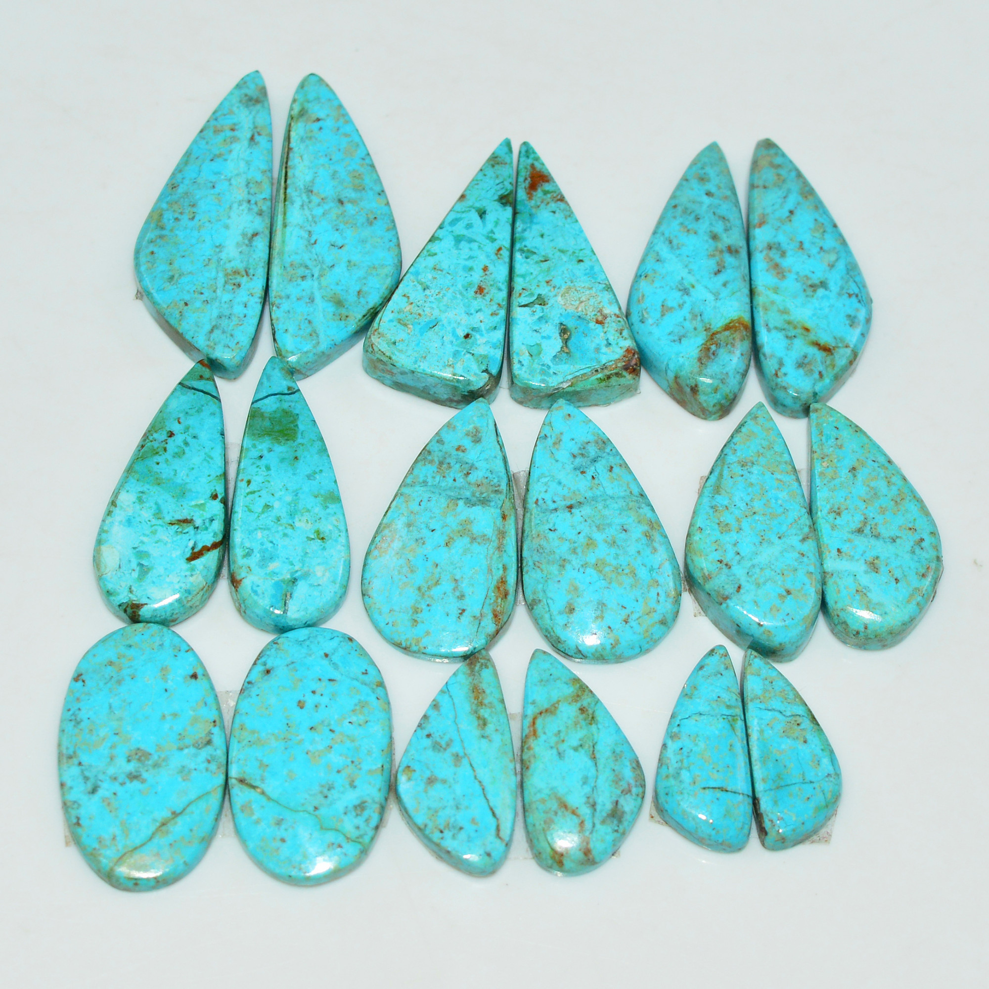 9 Pair 87 Cts Natural Chysocolla Cabochon Pair Loose Gemstone Wholesale Lot For Jewelry Making 25x9 13x4mm 19603
