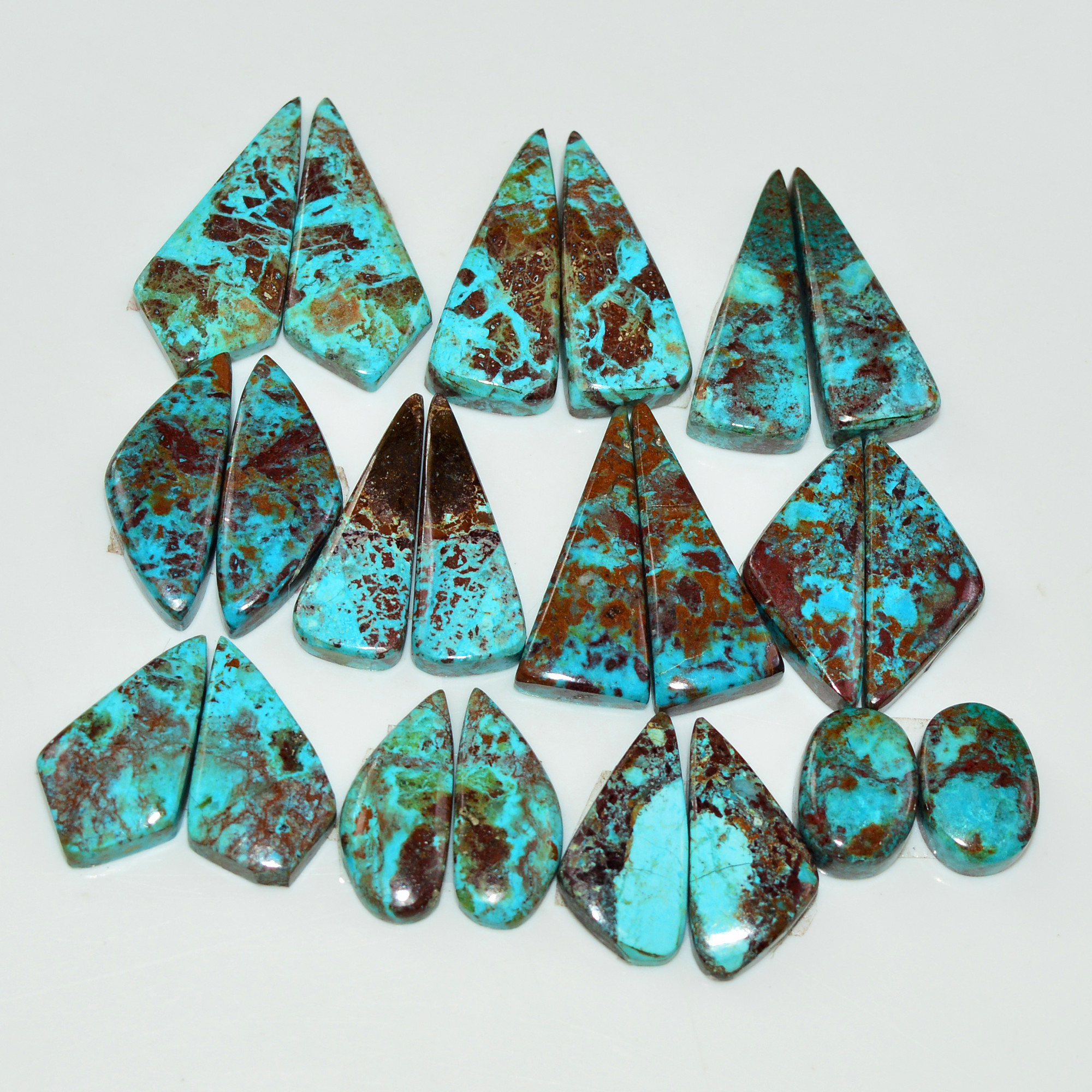11 Pair 156 Cts Natural Chysocolla Cabochon Pair Loose Gemstone Wholesale Lot For Jewelry Making 20x10 11x7mm 19608