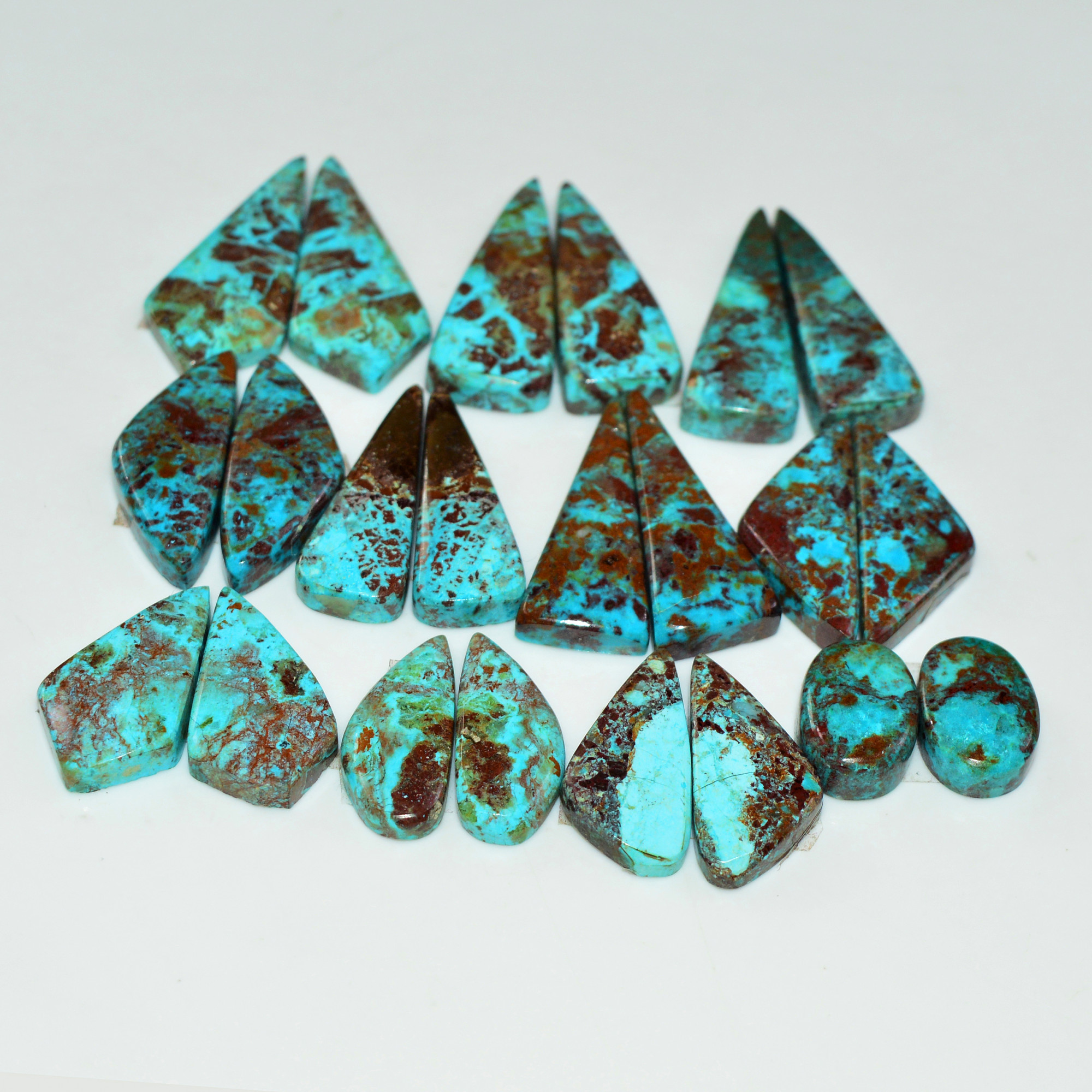 11 Pair 156 Cts Natural Chysocolla Cabochon Pair Loose Gemstone Wholesale Lot For Jewelry Making 20x10 11x7mm 19608