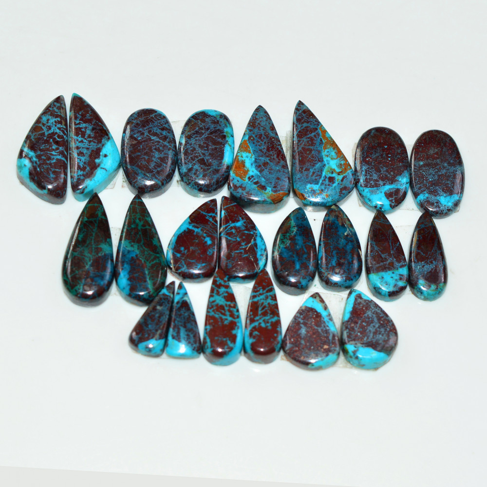 Image of 11 Pair 84 Cts Natural Chysocolla Cabochon Pair Loose Gemstone Wholesale Lot For Jewelry Making 16x5 10x2mm #19610