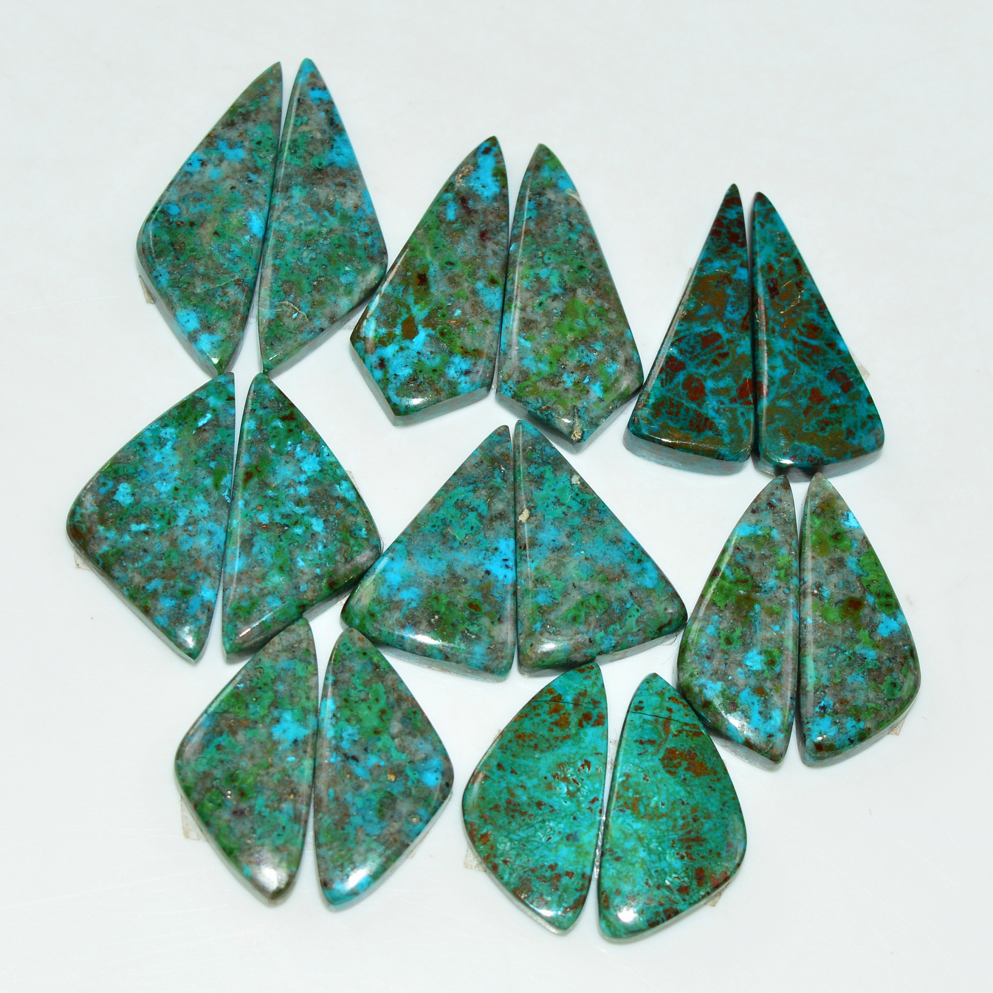 8 Pair 144 Cts Natural Chysocolla Cabochon Pair Loose Gemstone Wholesale Lot For Jewelry Making 26x9 20x9mm 19615