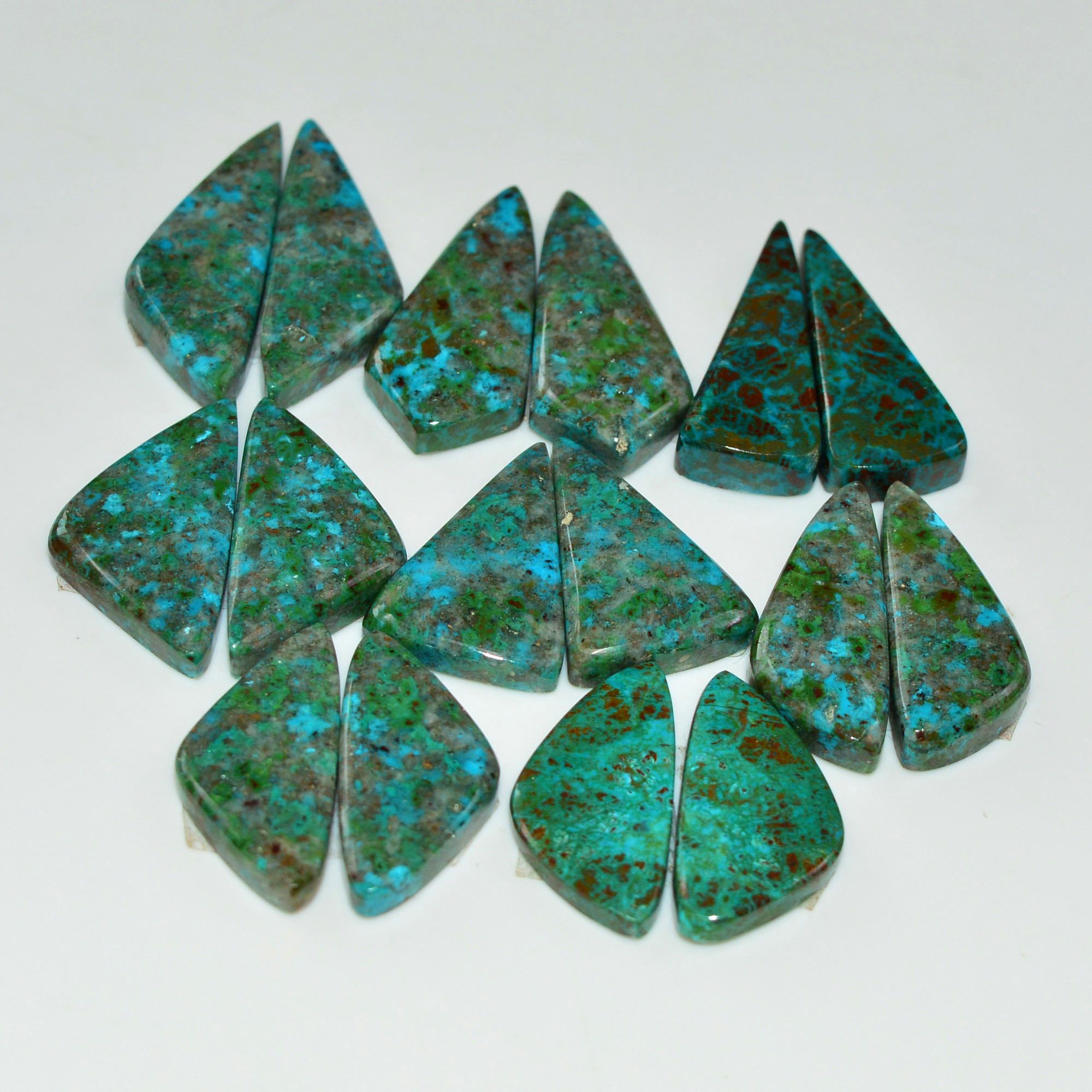 8 Pair 144 Cts Natural Chysocolla Cabochon Pair Loose Gemstone Wholesale Lot For Jewelry Making 26x9 20x9mm 19615