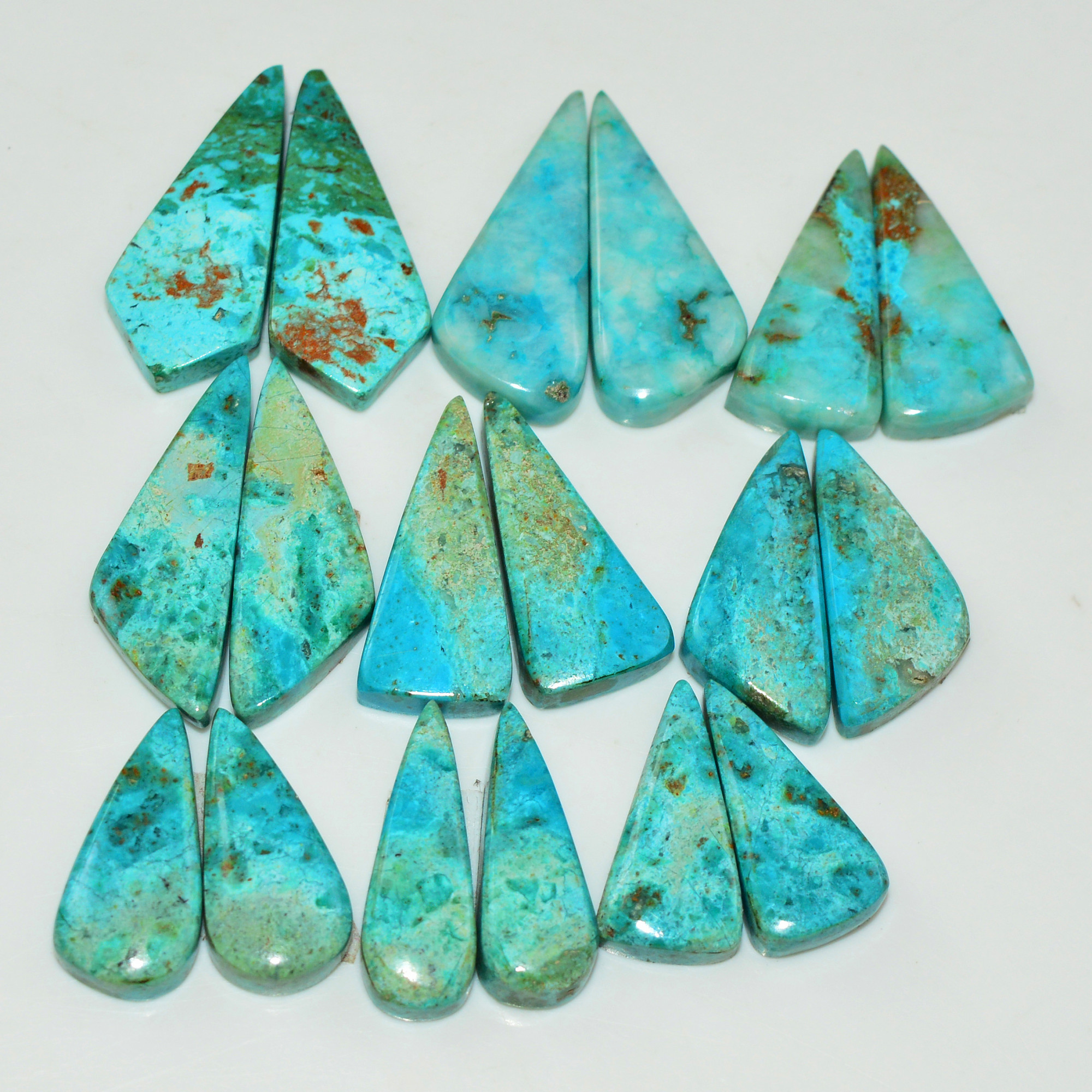 9 Pair 139 Cts Natural Chysocolla Cabochon Pair Loose Gemstone Wholesale Lot For Jewelry Making 26x8 18x7mm 19617