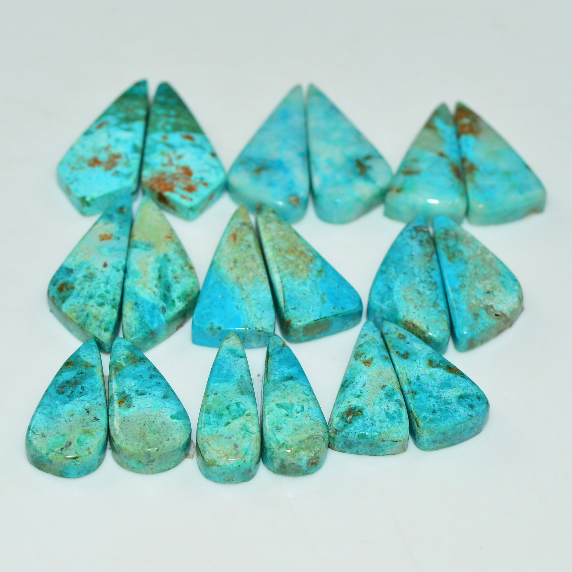 9 Pair 139 Cts Natural Chysocolla Cabochon Pair Loose Gemstone Wholesale Lot For Jewelry Making 26x8 18x7mm 19617