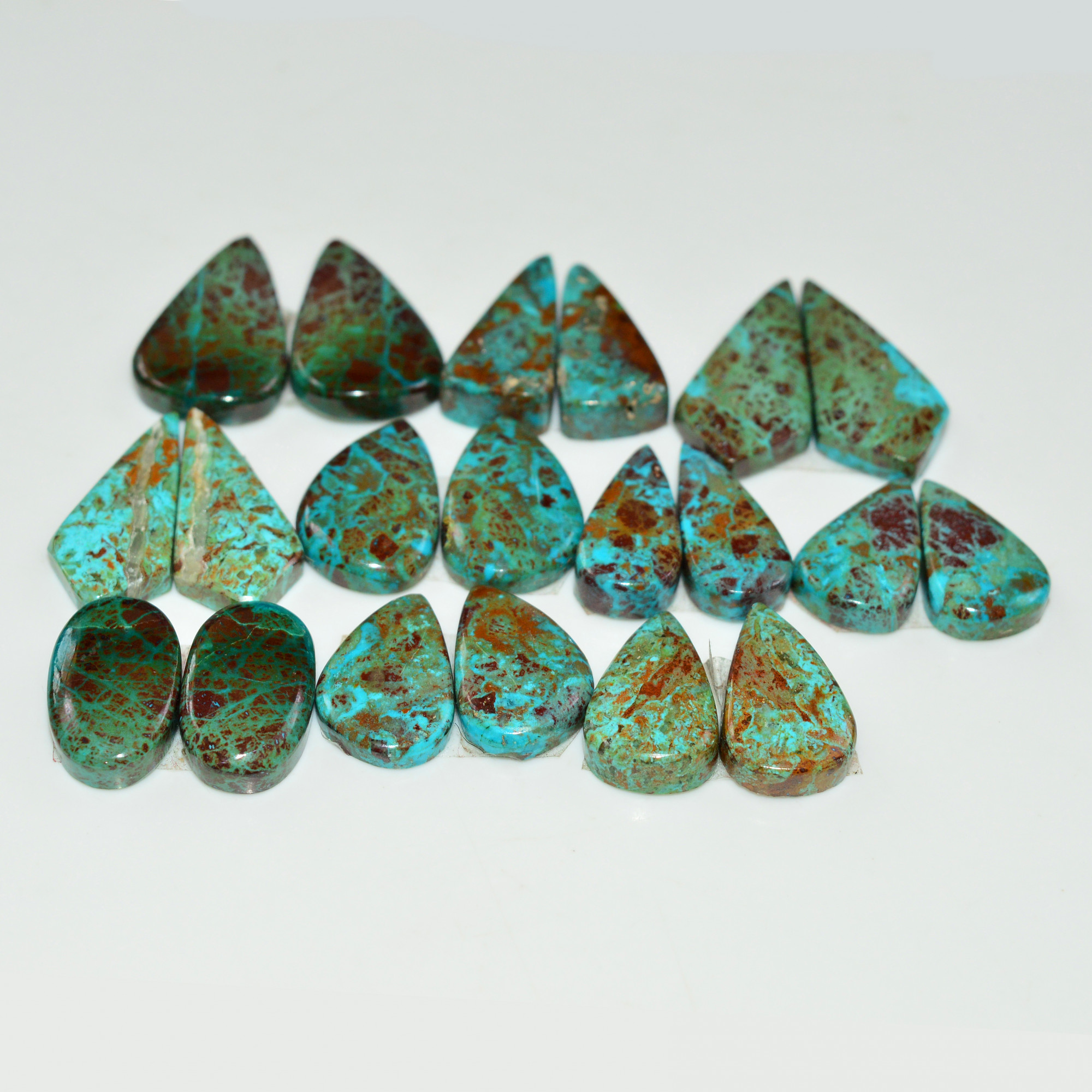 10 Pair 127 Cts Natural Chysocolla Cabochon Pair Loose Gemstone Wholesale Lot For Jewelry Making 20x11 14x7mm 19619