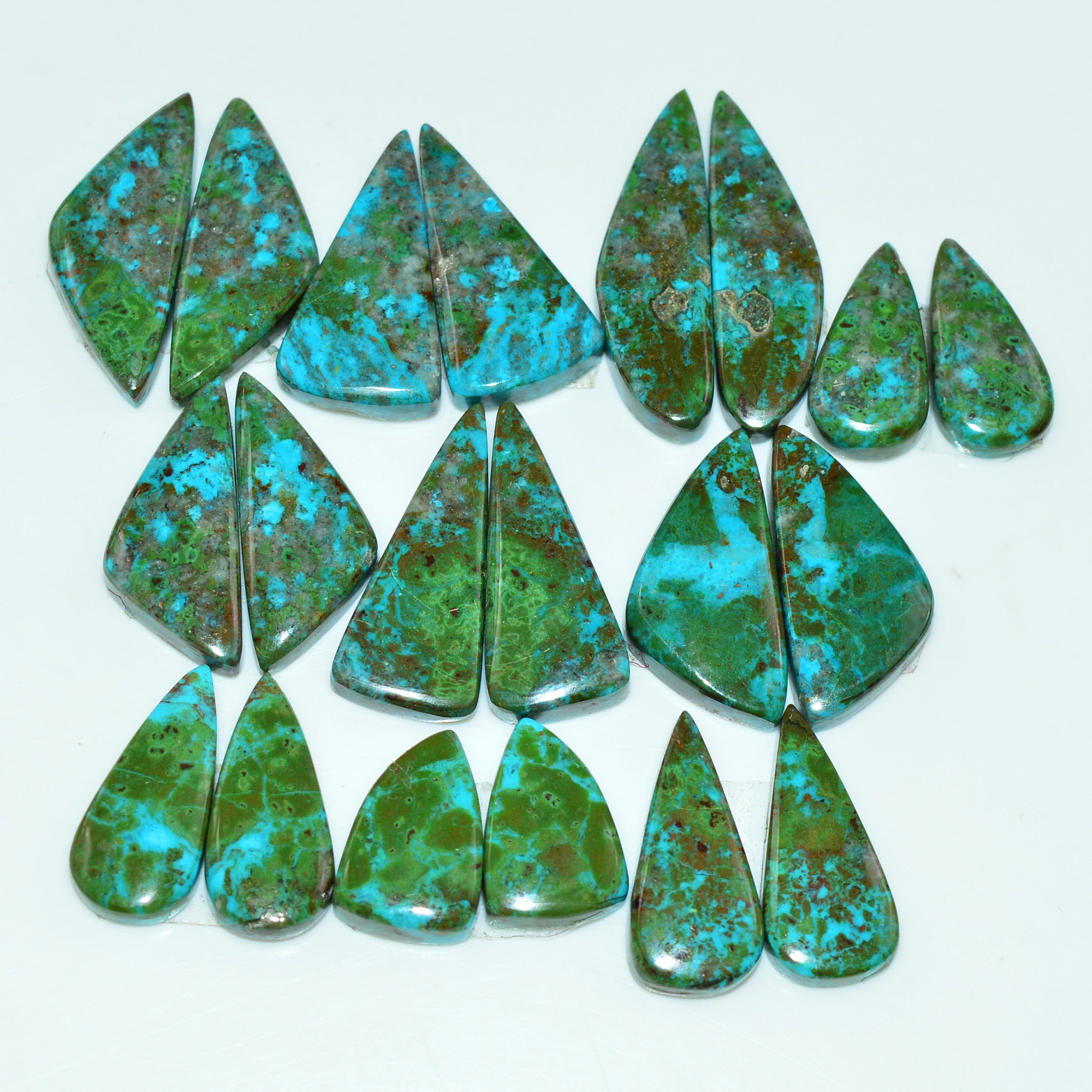 10 Pair 157 Cts Natural Chysocolla Cabochon Pair Loose Gemstone Wholesale Lot For Jewelry Making 27x6 15x6mm 19621