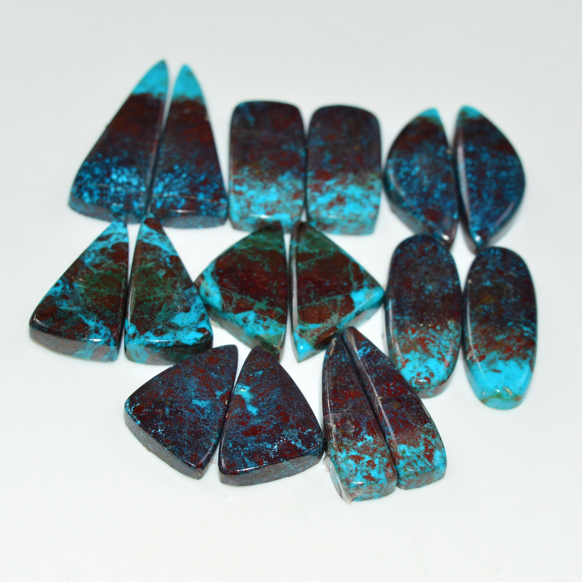 8 Pair 133 Cts Natural Chysocolla Cabochon Pair Loose Gemstone Wholesale Lot For Jewelry Making 27x7 19x9mm 19622
