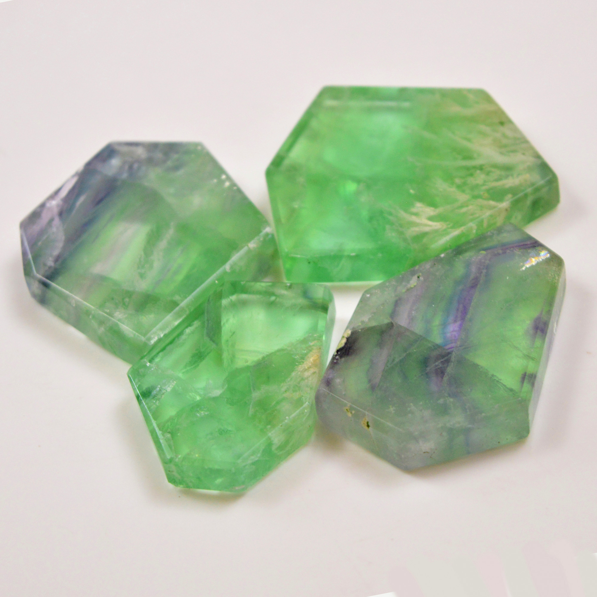 4 Pcs 623 Cts  Natural Fluorite Slice Loose Gemstone for jewellery making 44x45 36x31mm 4 Pcs 623 Cts  Natural Fluorite Slice Loose Gemstone for jewellery making 44x45 36x31mm 19625