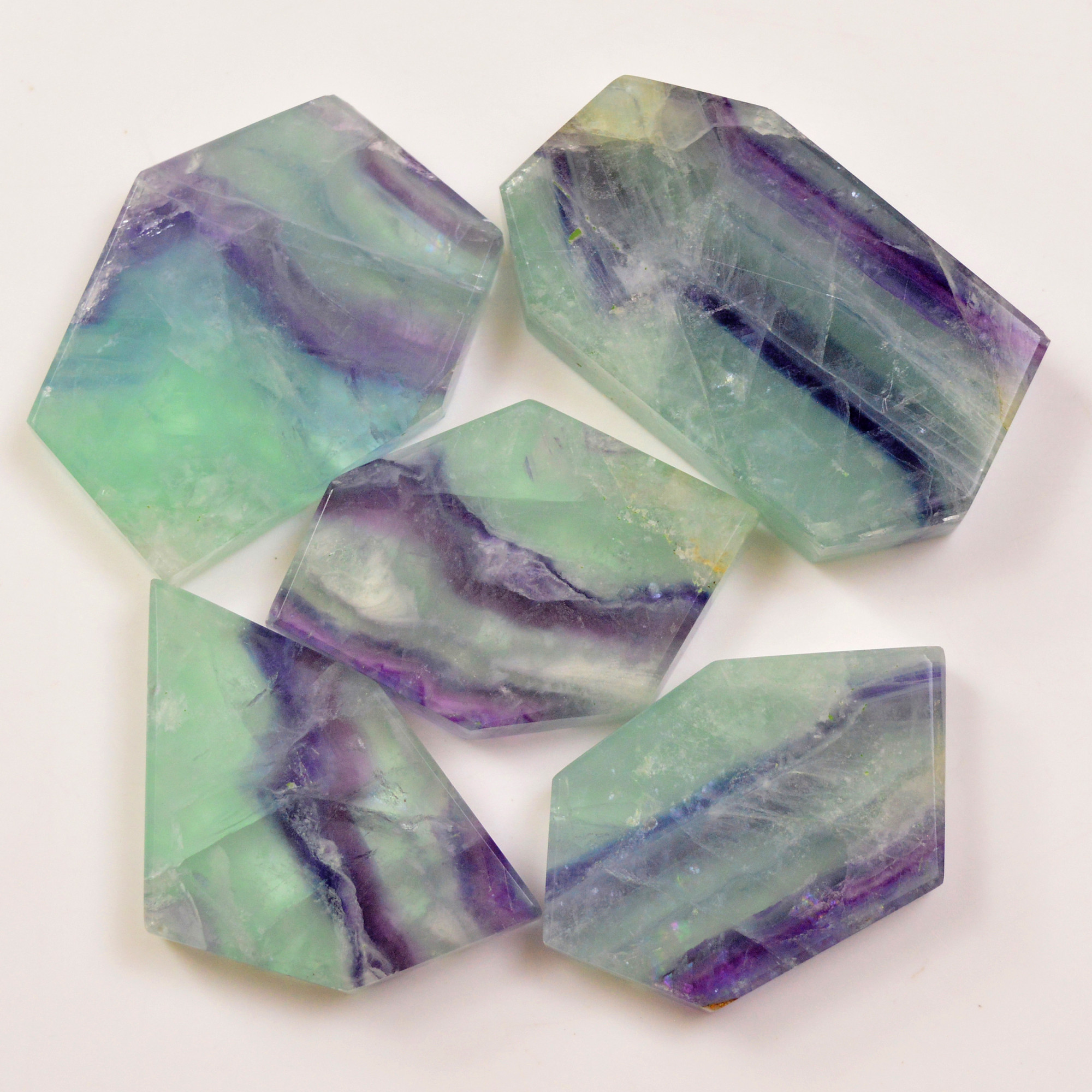 5 Pcs 1364 Cts Natural Fluorite Slice Loose Gemstone for jewellery making 63x32 59x37mm 19626