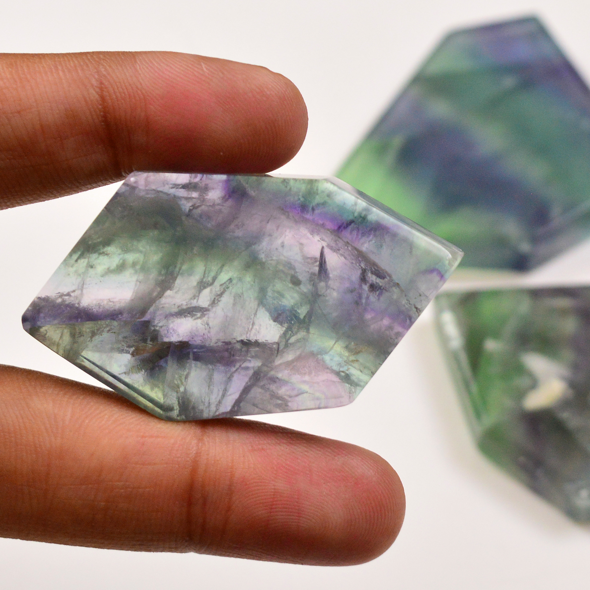 4 Pcs 717 Cts Natural Fluorite Slice Loose Gemstone for jewellery making 46x47 43x31mm 19627