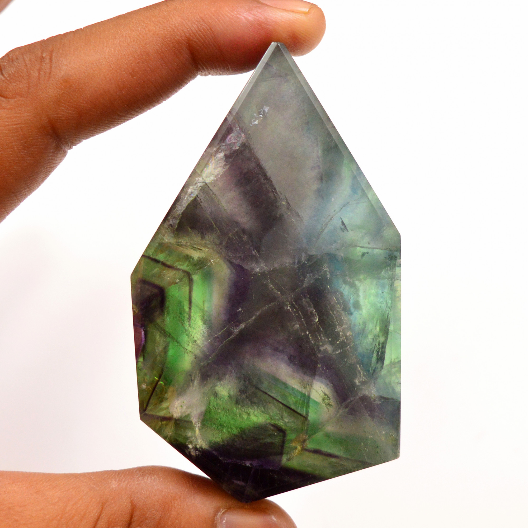 1 Pcs 571 Cts  Natural Fluorite Slice Loose Gemstone for jewellery making 72x42 54x32mm 19628