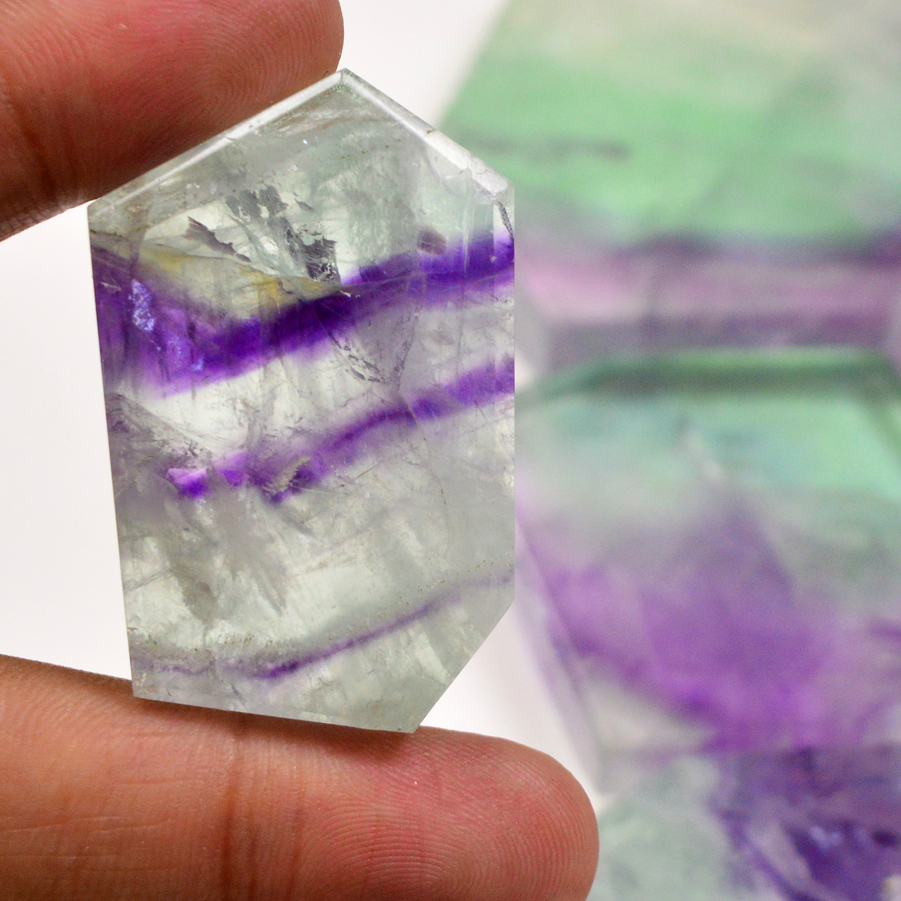 5 Pcs 1132 Cts  Natural Fluorite Slice Loose Gemstone for jewellery making 77x50 43x27mm 19631