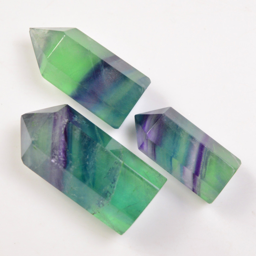 Image of 3 Pcs 329 Cts Natural Fluorite Point Loose Gemstone for jewellery making 42x26 31x22mm #19634