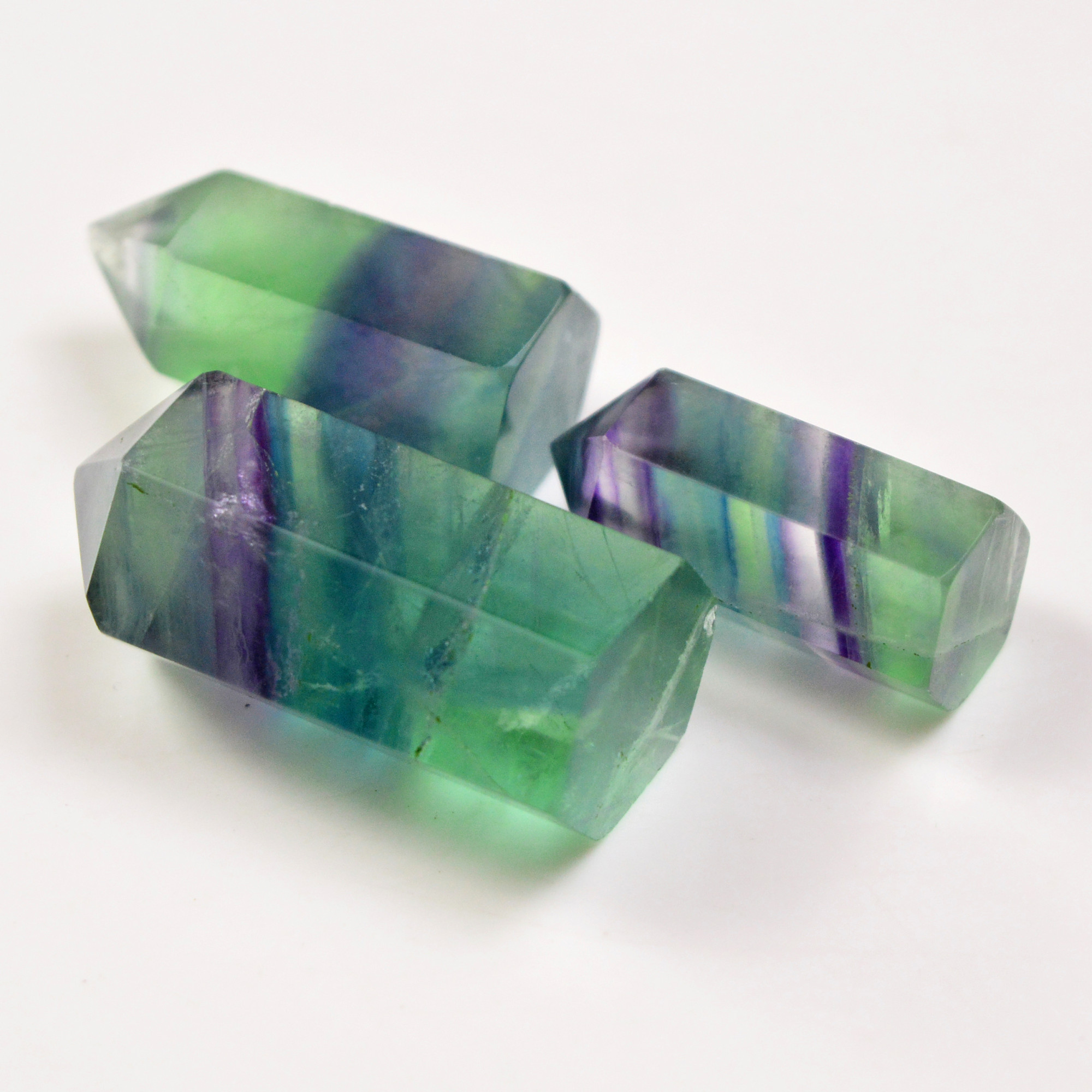 3 Pcs 329 Cts Natural Fluorite Point Loose Gemstone for jewellery making 42x26 31x22mm 19634