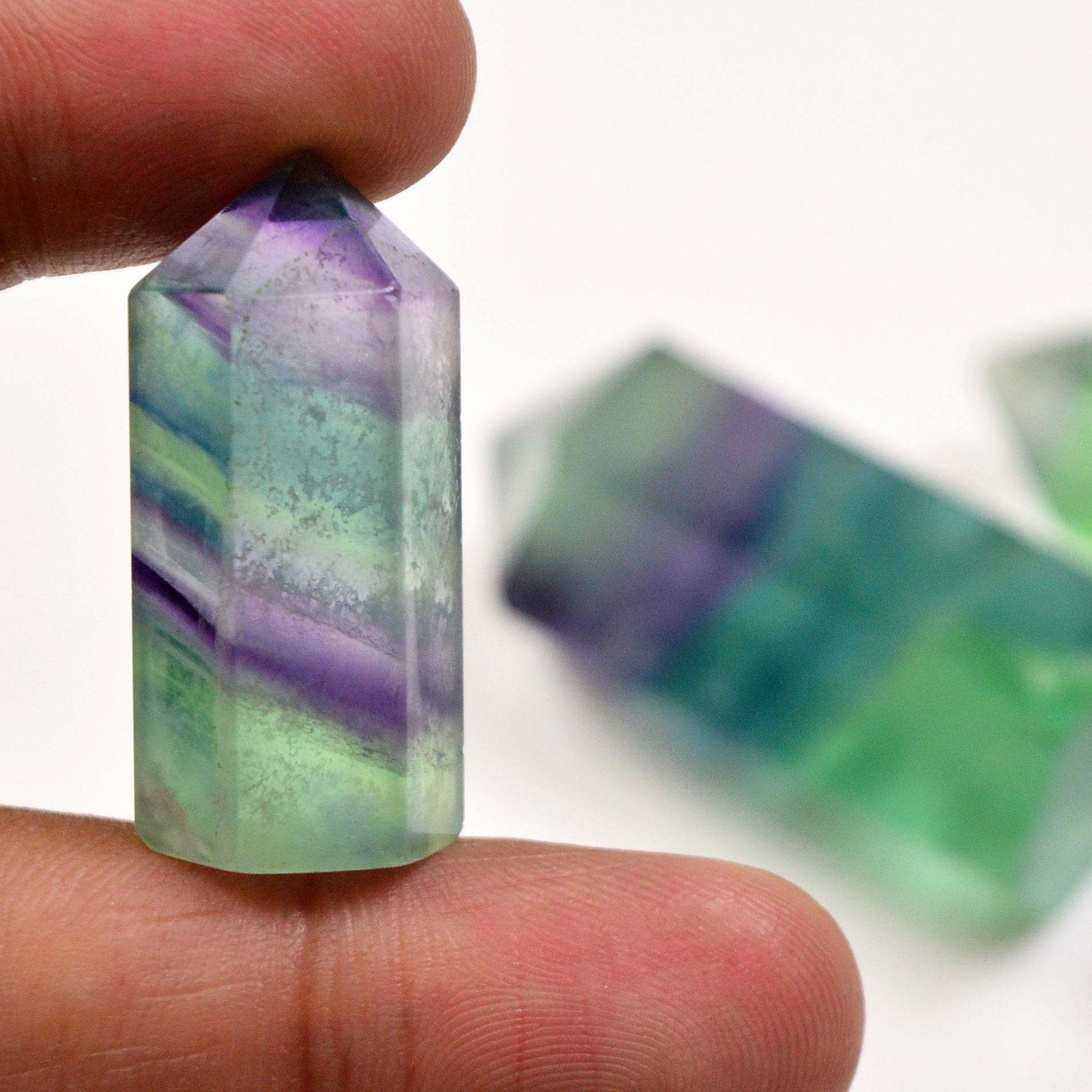 3 Pcs 329 Cts Natural Fluorite Point Loose Gemstone for jewellery making 42x26 31x22mm 19634