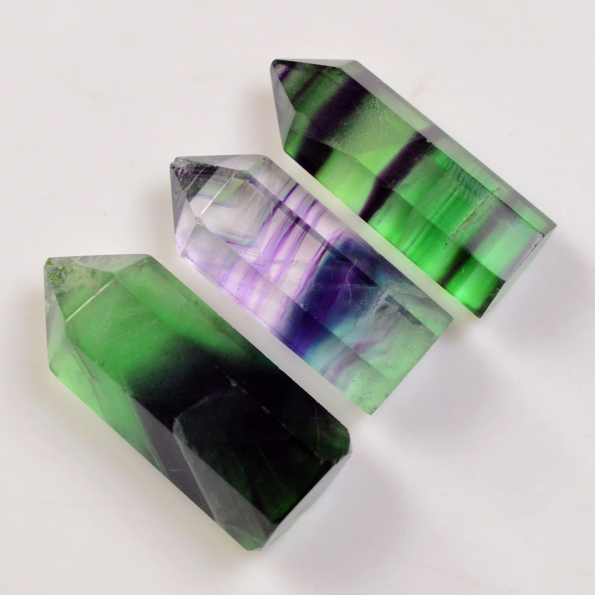 3 Pcs 160 Cts Natural Fluorite Point Loose Gemstone for jewellery making 34x12 30x10mm 19635