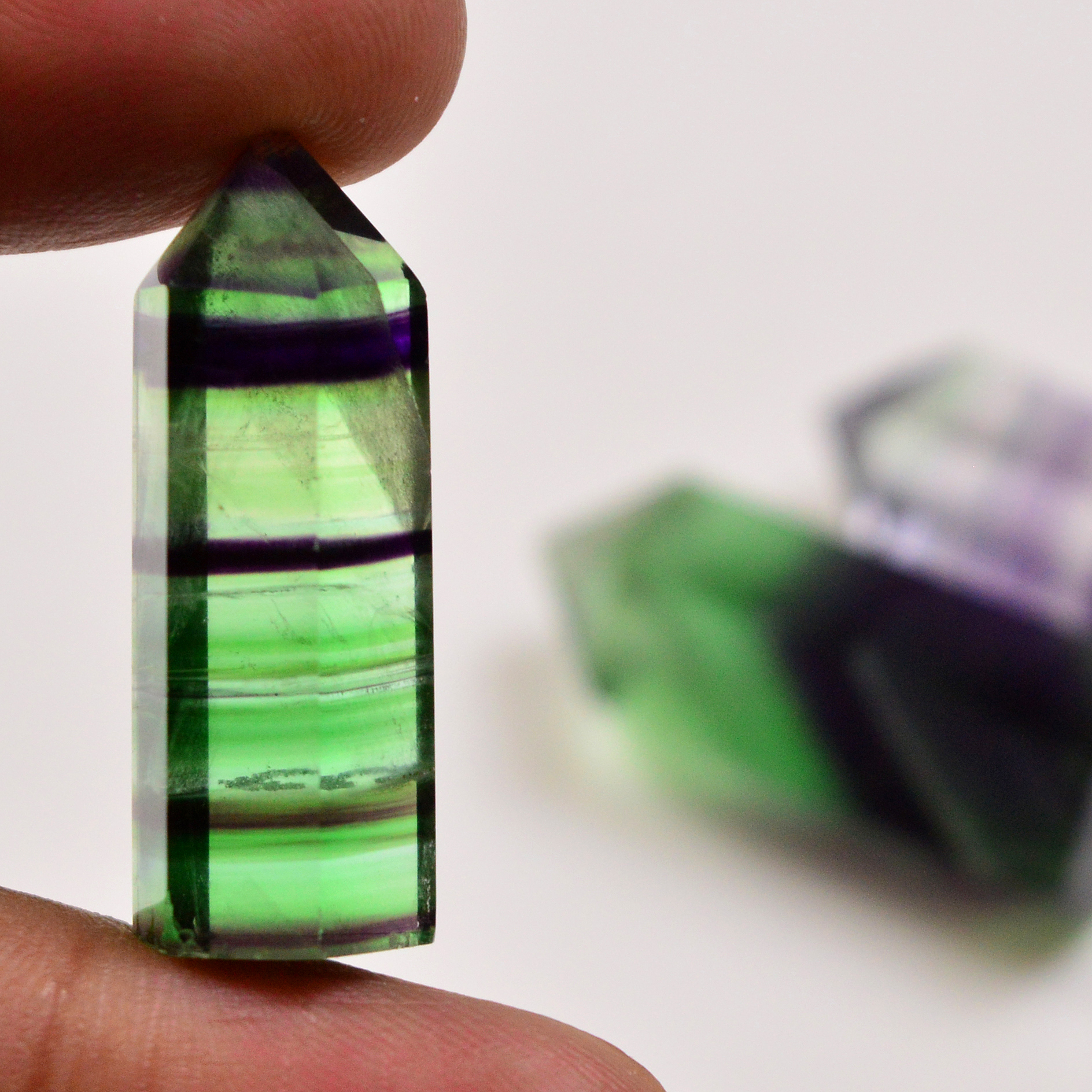 3 Pcs 160 Cts Natural Fluorite Point Loose Gemstone for jewellery making 34x12 30x10mm 19635