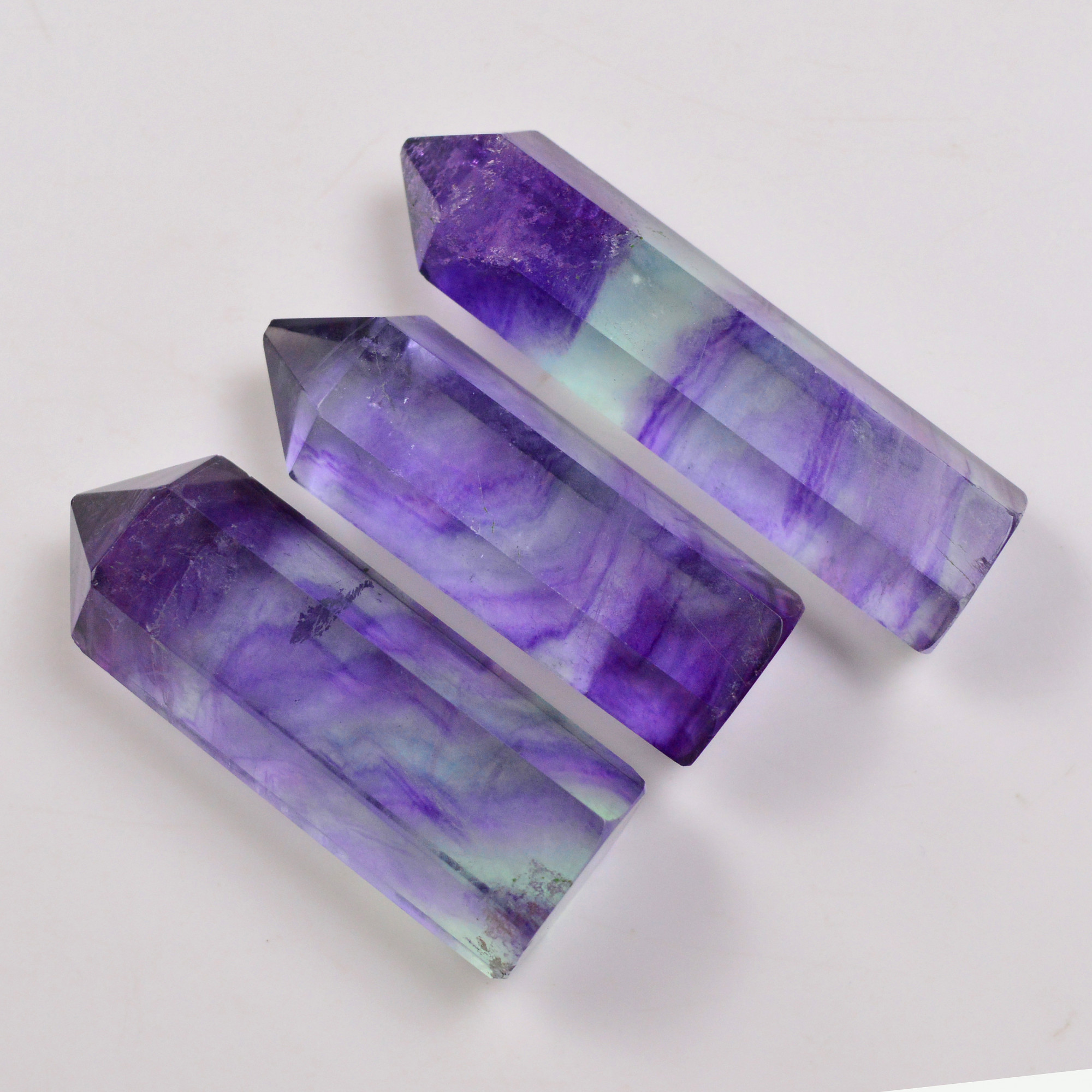 3 Pcs 609 Cts Natural Fluorite Point Loose Gemstone for jewellery making 64x14 53x16mm 19636