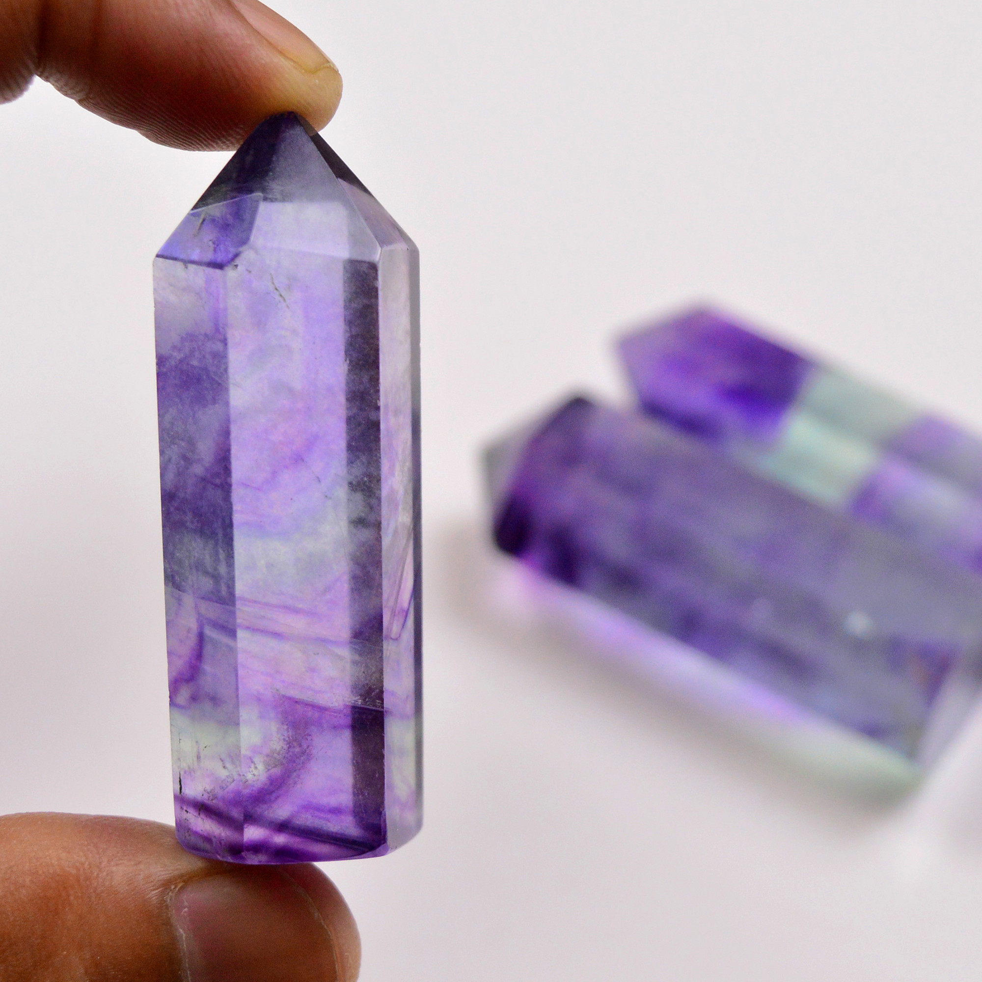 3 Pcs 609 Cts Natural Fluorite Point Loose Gemstone for jewellery making 64x14 53x16mm 19636