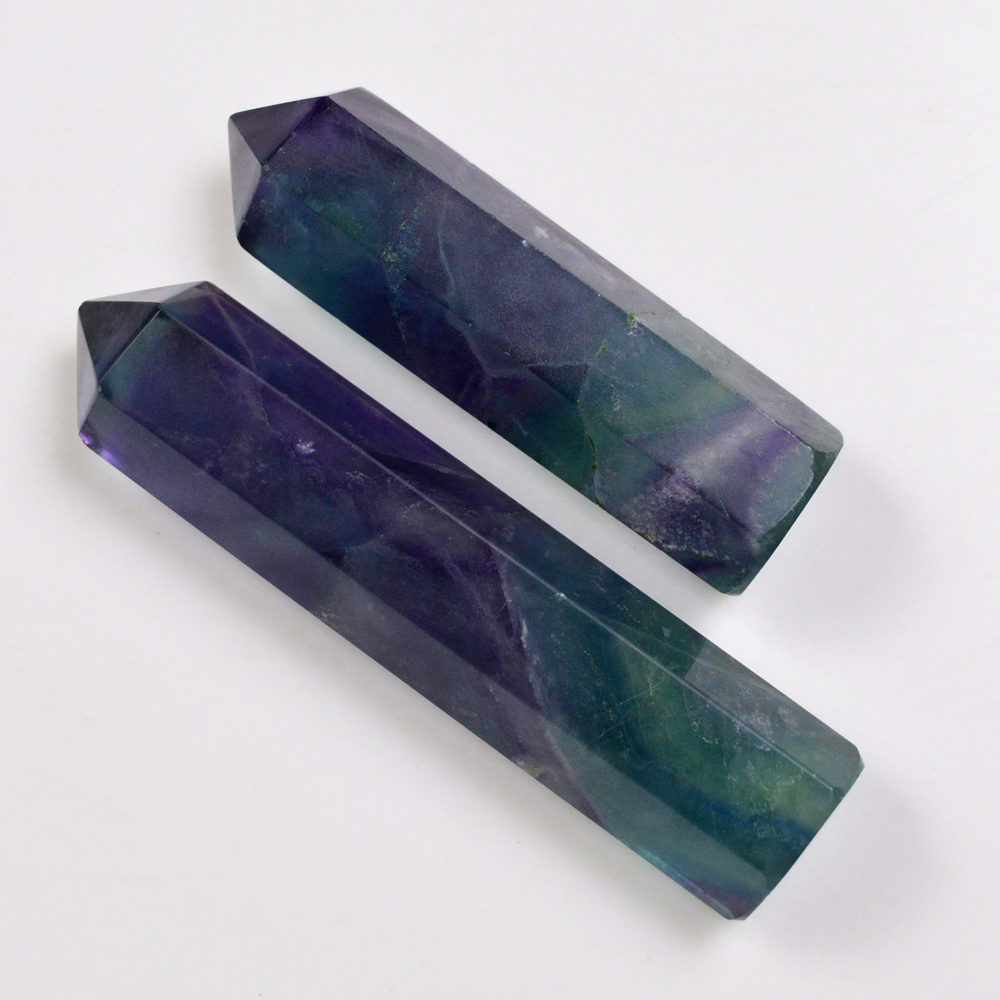2 Pcs 396 Cts Natural Fluorite Point Loose Gemstone for jewellery making 74x15 58x15mm 19638