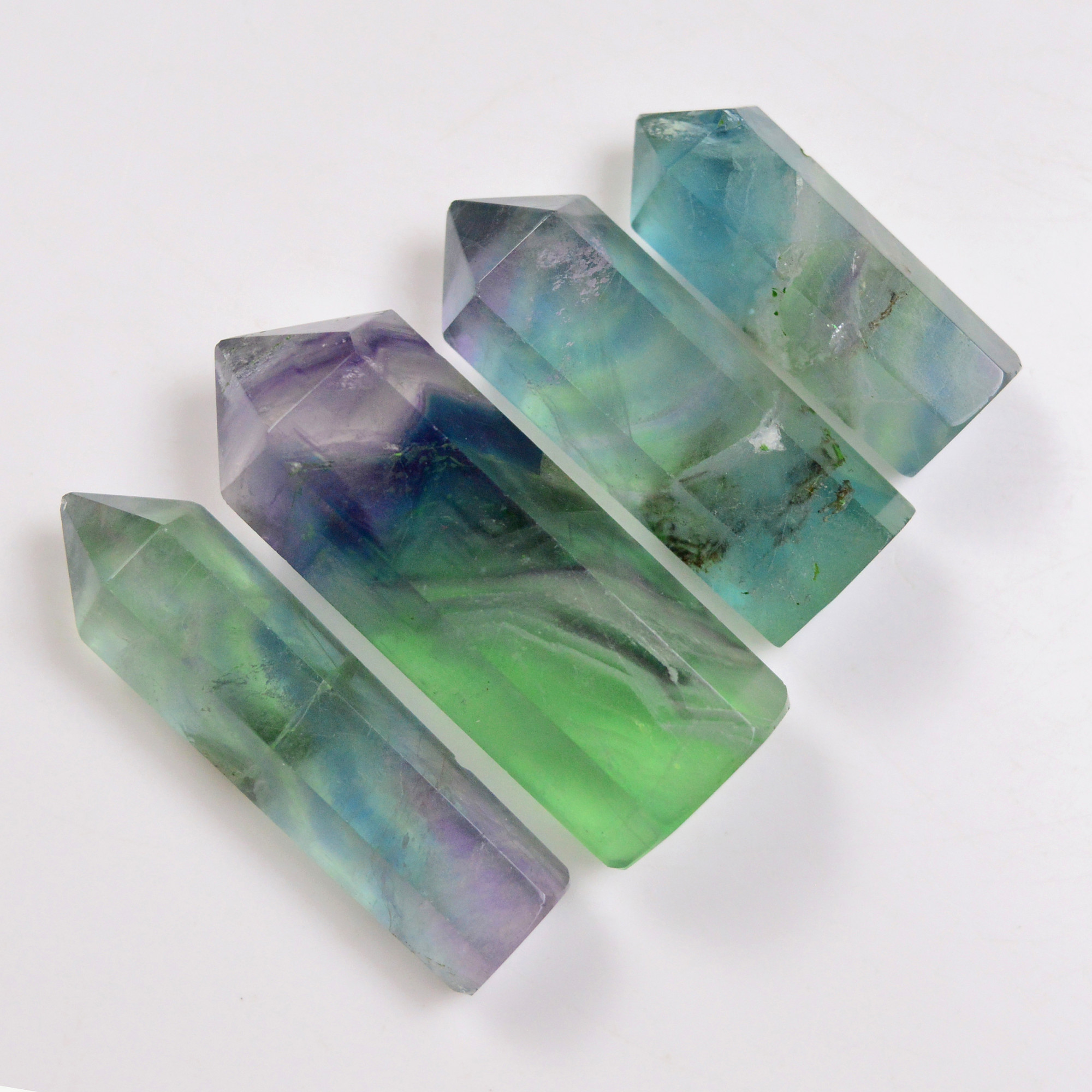 4 Pcs 337 Cts Natural Fluorite Point Loose Gemstone for jewellery making 49x15 34x11mm 19639
