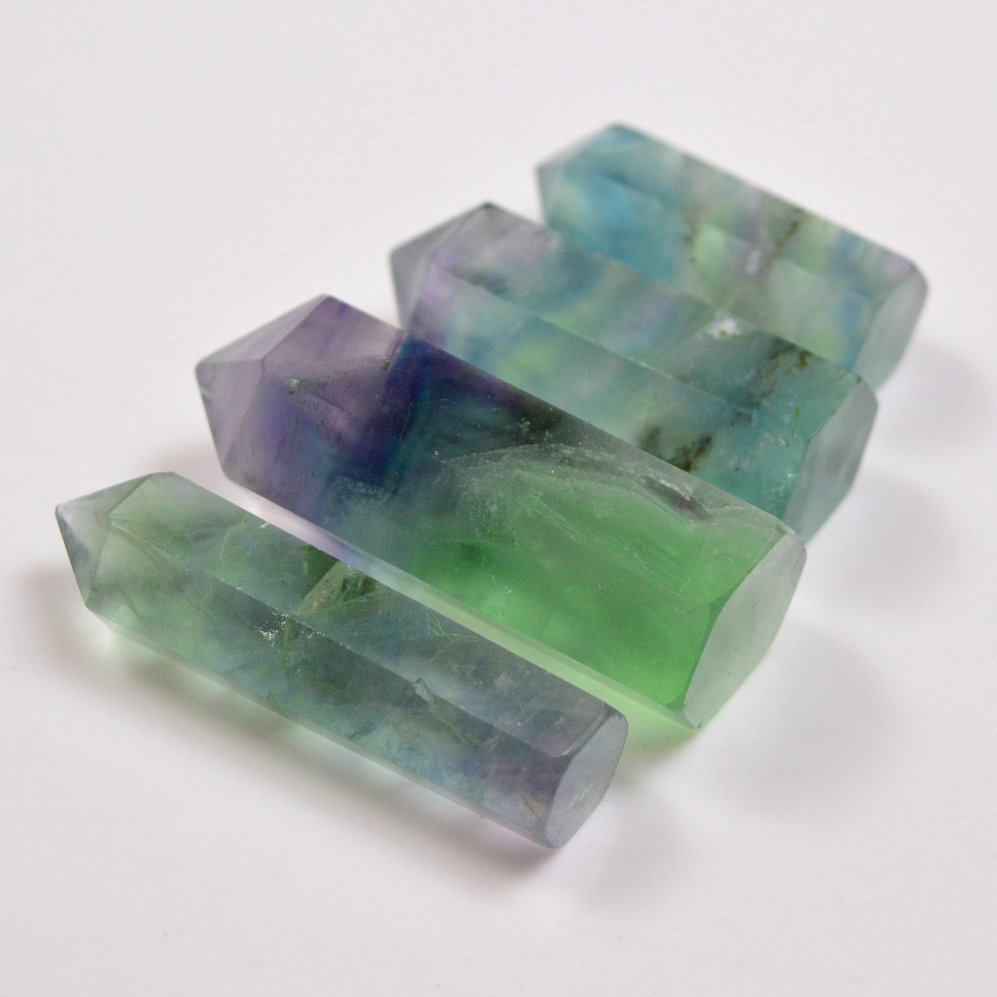 4 Pcs 337 Cts Natural Fluorite Point Loose Gemstone for jewellery making 49x15 34x11mm 19639