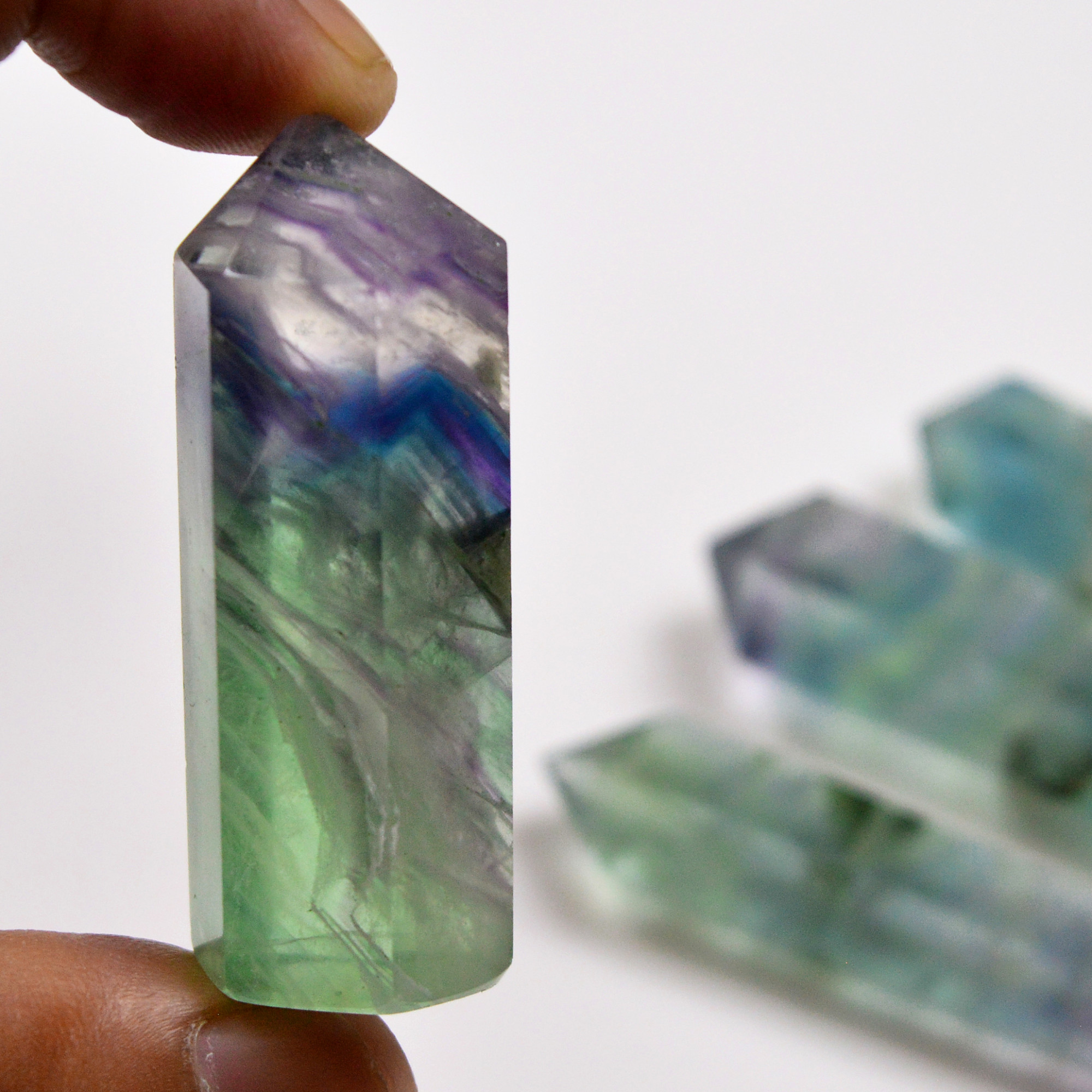 4 Pcs 337 Cts Natural Fluorite Point Loose Gemstone for jewellery making 49x15 34x11mm 19639