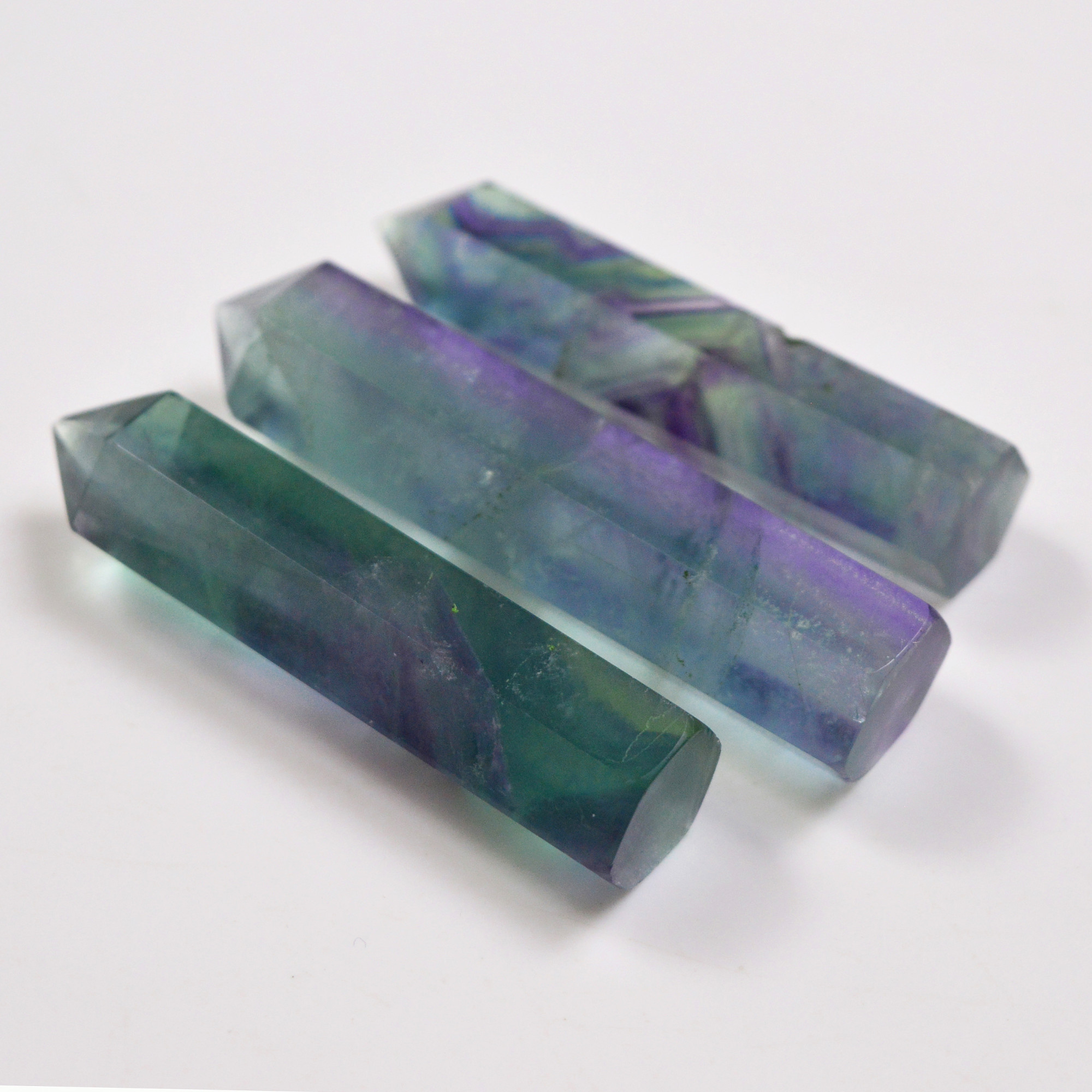 3 Pcs 447 Cts Natural Fluorite Point Loose Gemstone for jewellery making 69x13 61x12mm 19640