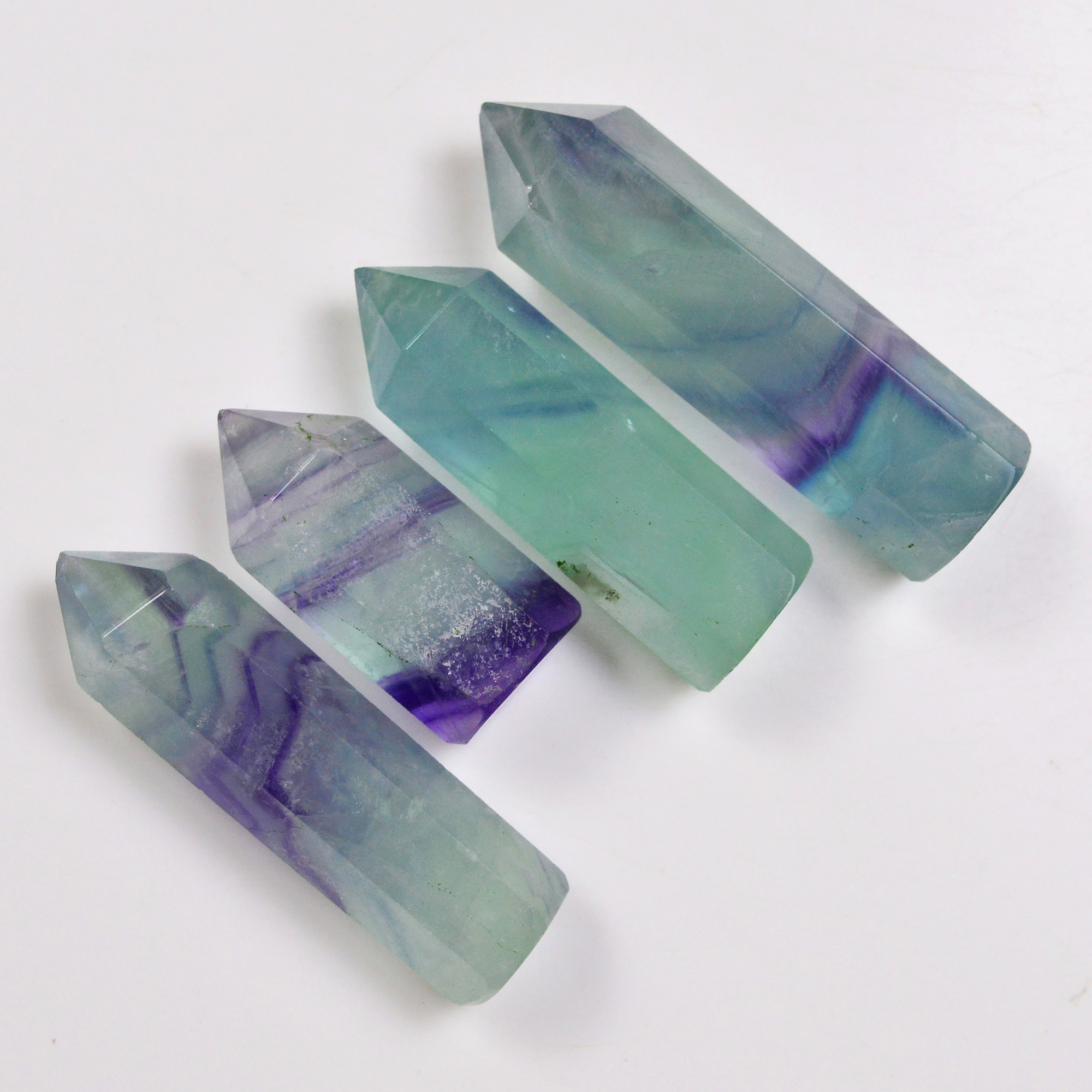 4 Pcs 453 Cts Natural Fluorite Point Loose Gemstone for jewellery making 56x14 35x14mm 19641