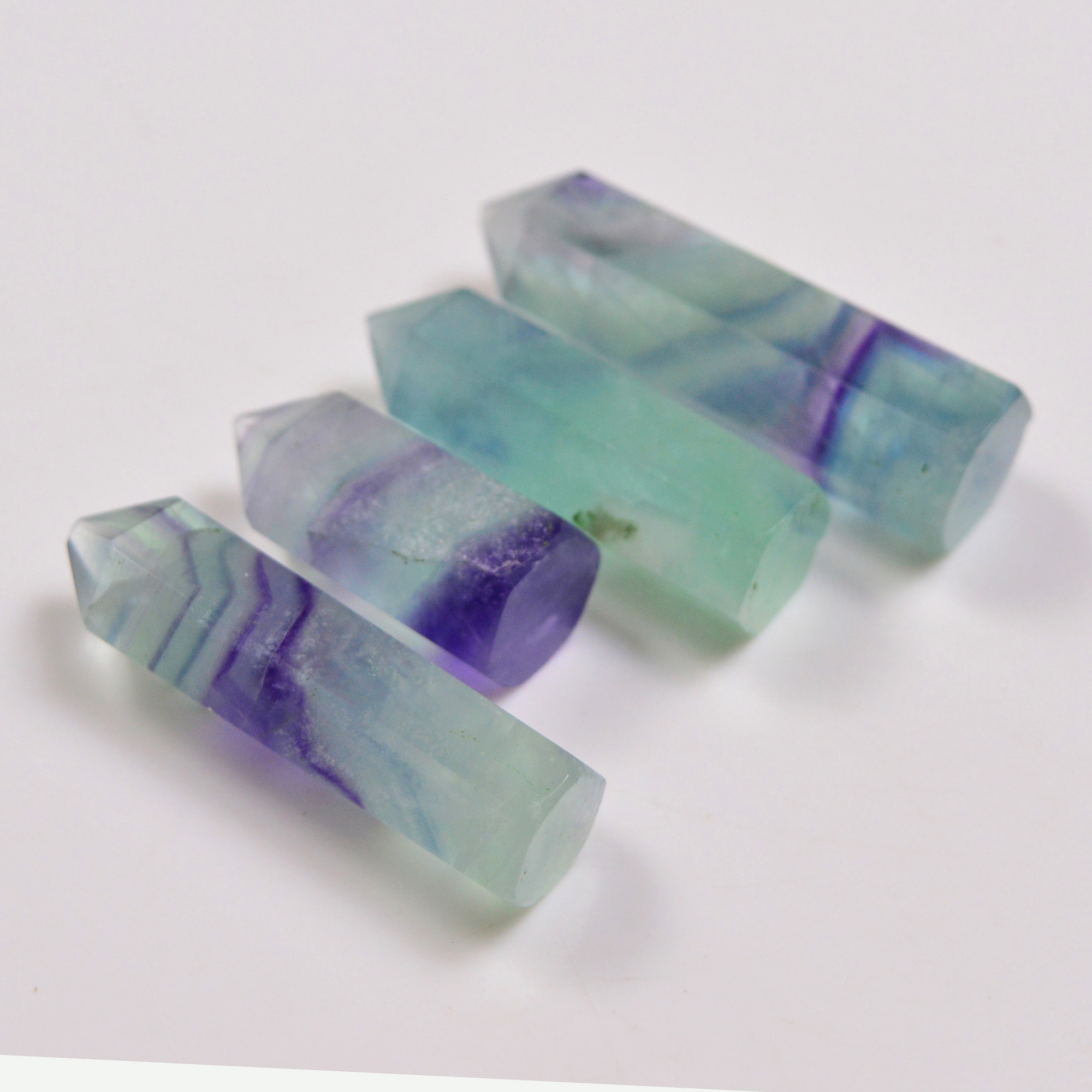 4 Pcs 453 Cts Natural Fluorite Point Loose Gemstone for jewellery making 56x14 35x14mm 19641