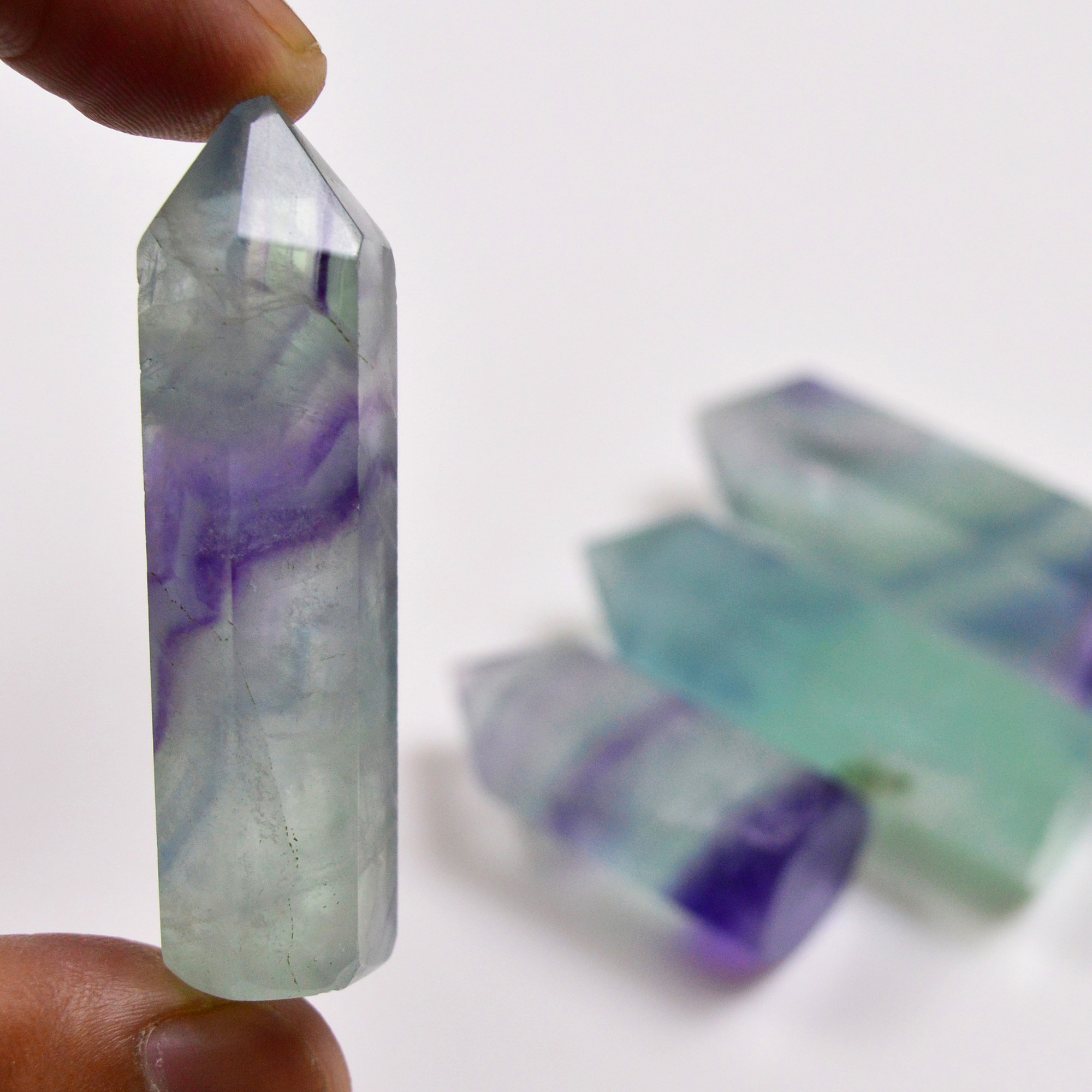 4 Pcs 453 Cts Natural Fluorite Point Loose Gemstone for jewellery making 56x14 35x14mm 19641
