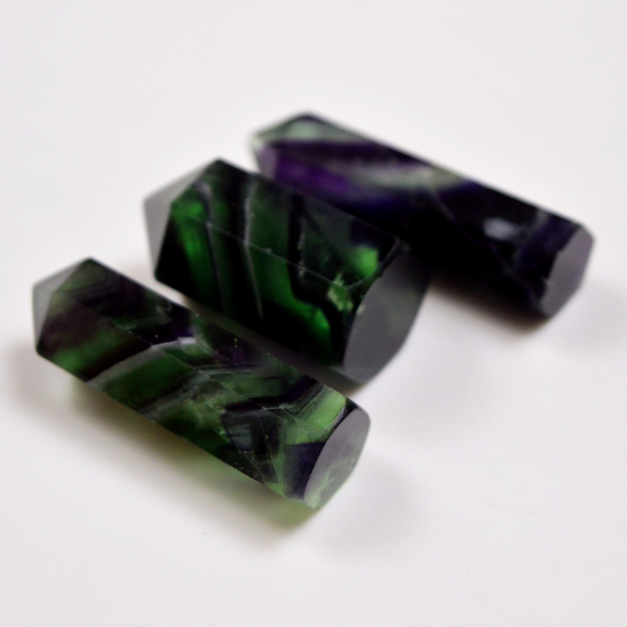 3 Pcs 200 Cts Natural Fluorite Point Loose Gemstone for jewellery making 40x10 31x9mm 19642