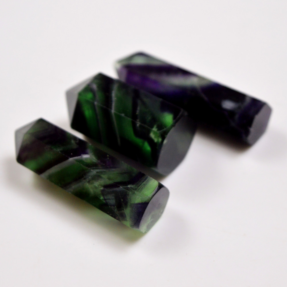 Image of 3 Pcs 200 Cts Natural Fluorite Point Loose Gemstone for jewellery making 40x10 31x9mm #19642