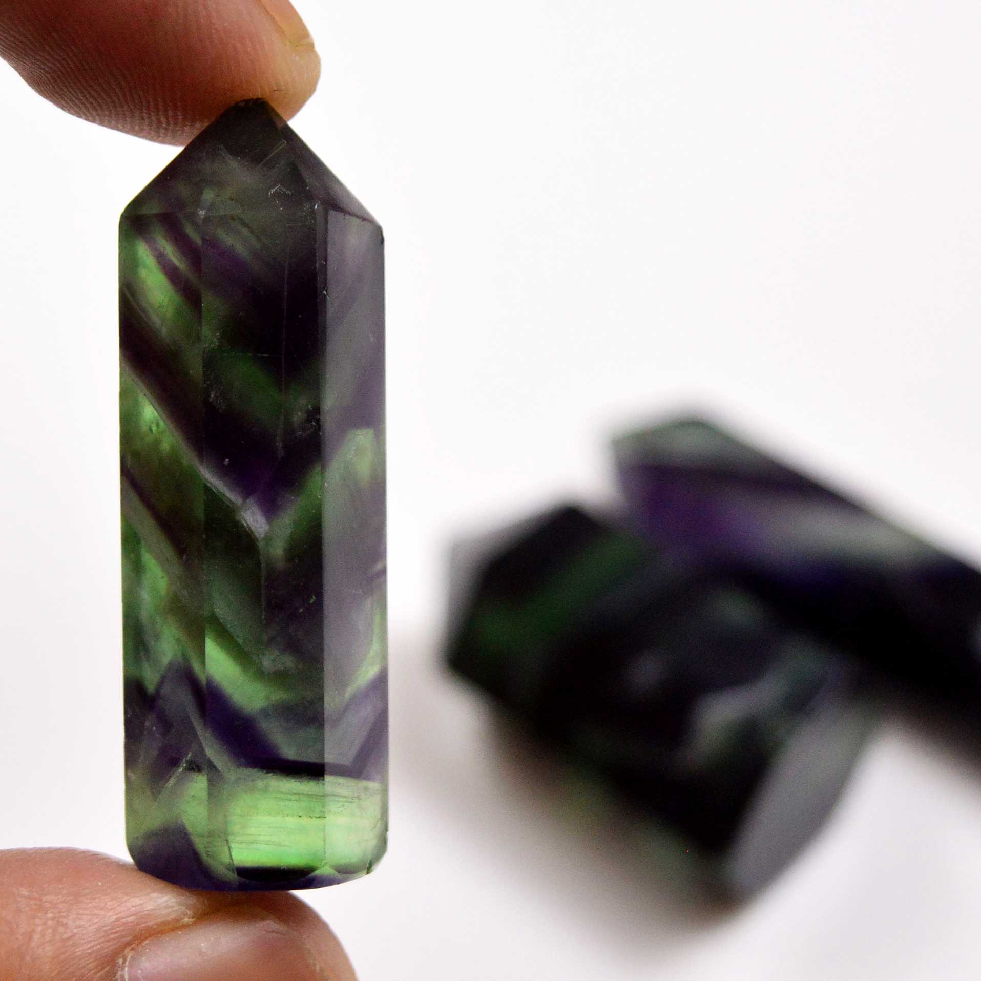 3 Pcs 200 Cts Natural Fluorite Point Loose Gemstone for jewellery making 40x10 31x9mm 19642